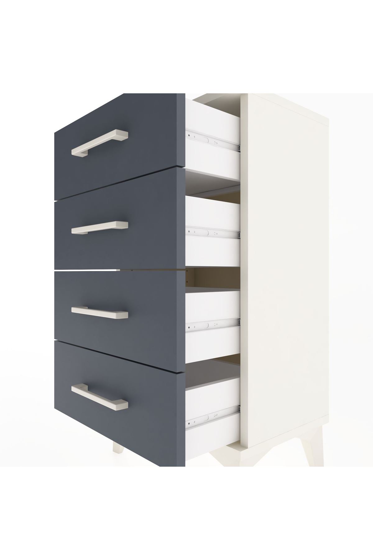Arges Komodin 4 Çekmeceli 44x30x80 Aytaşı-Antrasit