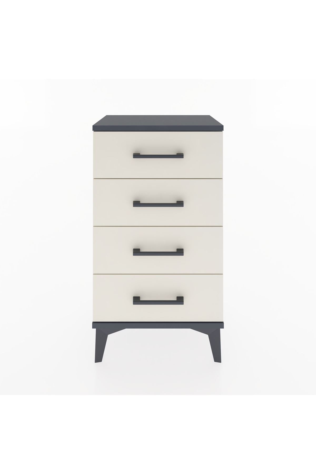 Arges Komodin 4 Çekmeceli 44x30x80 Antrasit-Aytaşı