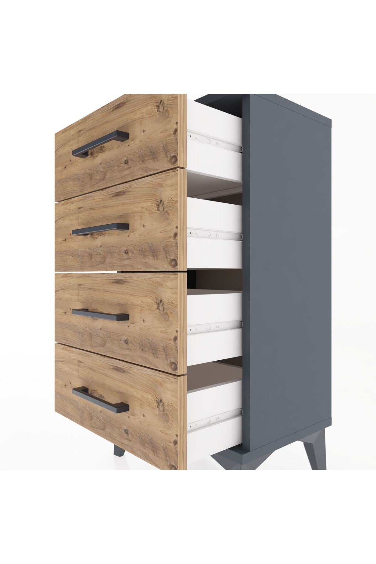 Arges Komodin 4 Çekmeceli 44x30x80 Antrasit-Çam