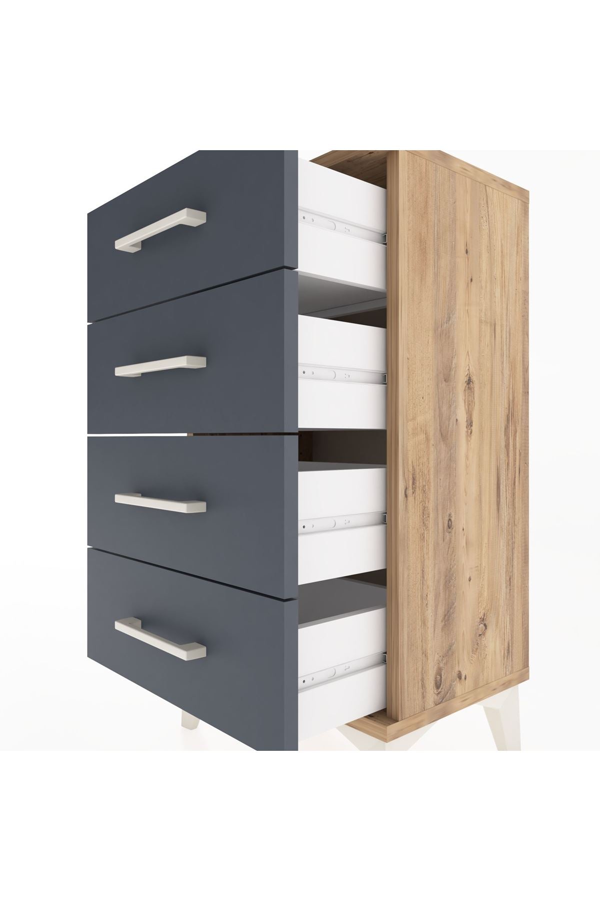 Arges Komodin 4 Çekmeceli 44x30x80 Çam-Antrasit