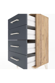 Arges Komodin 4 Çekmeceli 44x30x80 Çam-Antrasit