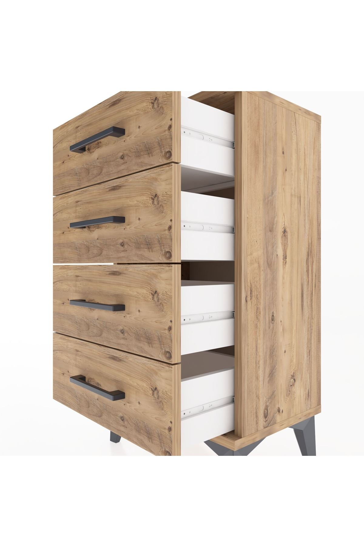 Arges Komodin 4 Çekmeceli 44x30x80 Çam-Çam