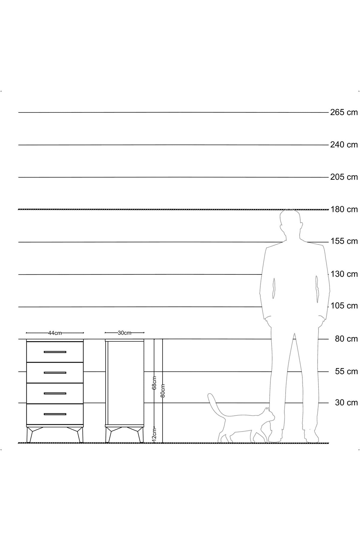 Arges Komodin 4 Çekmeceli 44x30x80 Çam-Çam