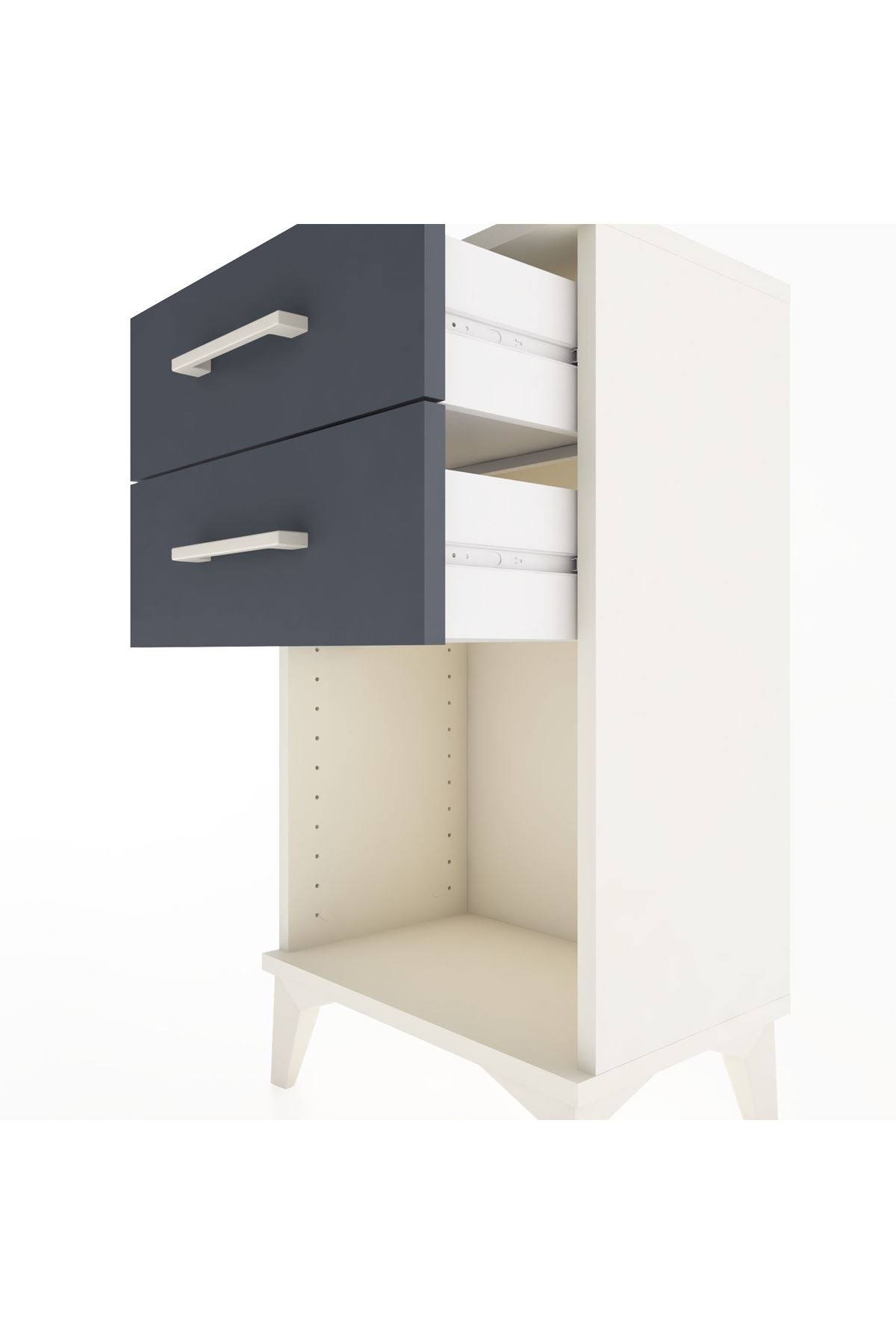 Arges Komodin 2 Çekmeceli 44x30x80 Aytaşı-Antrasit