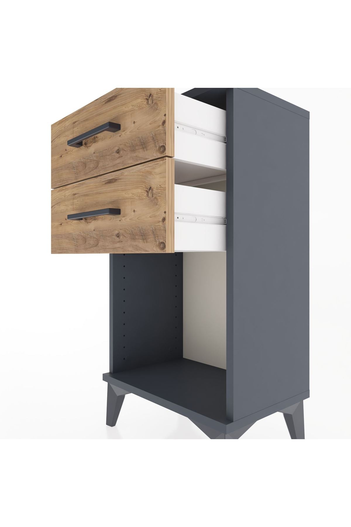 Arges Komodin 2 Çekmeceli 44x30x80 Antrasit-Çam