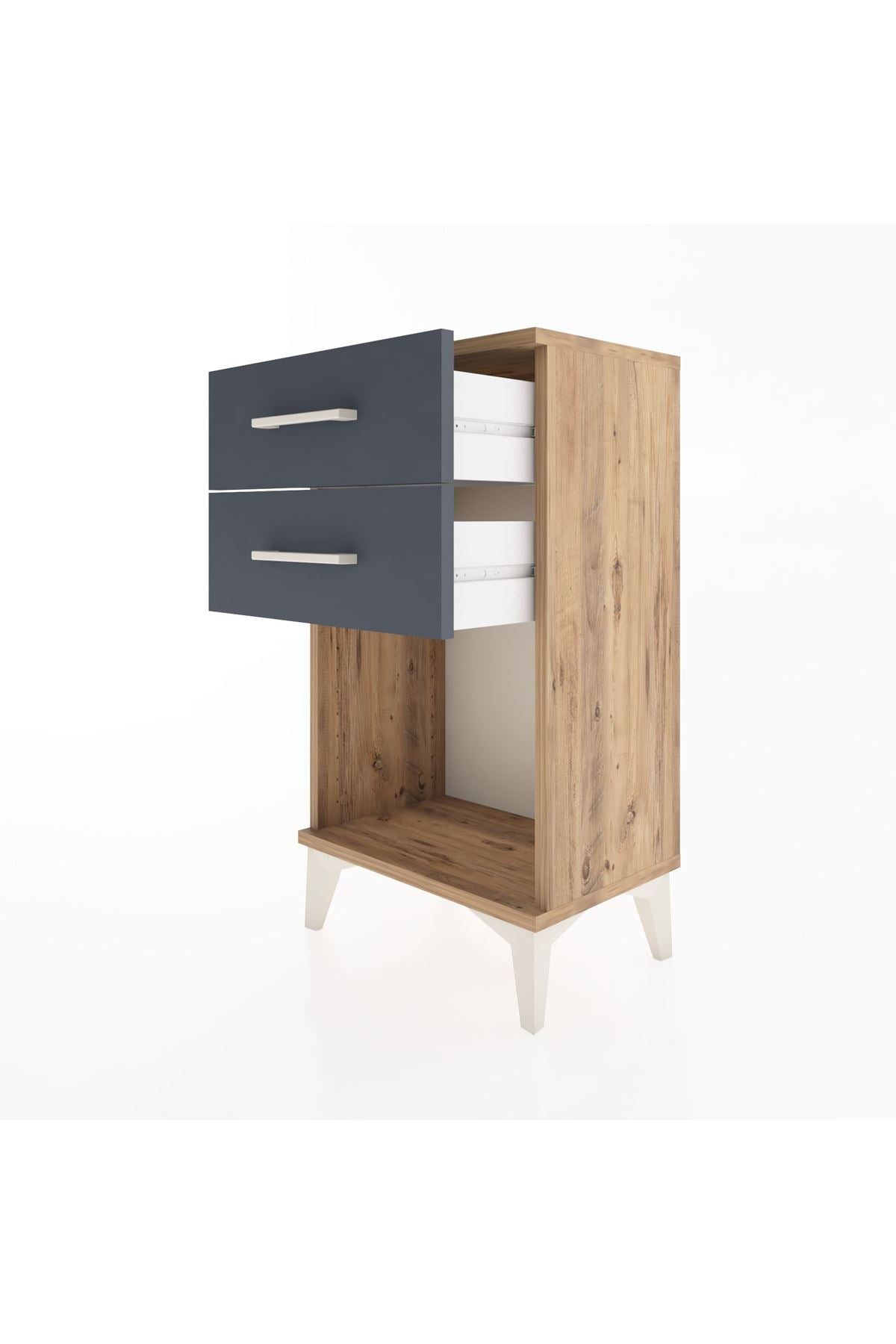 Arges Komodin 2 Çekmeceli 44x30x80 Çam-Antrasit