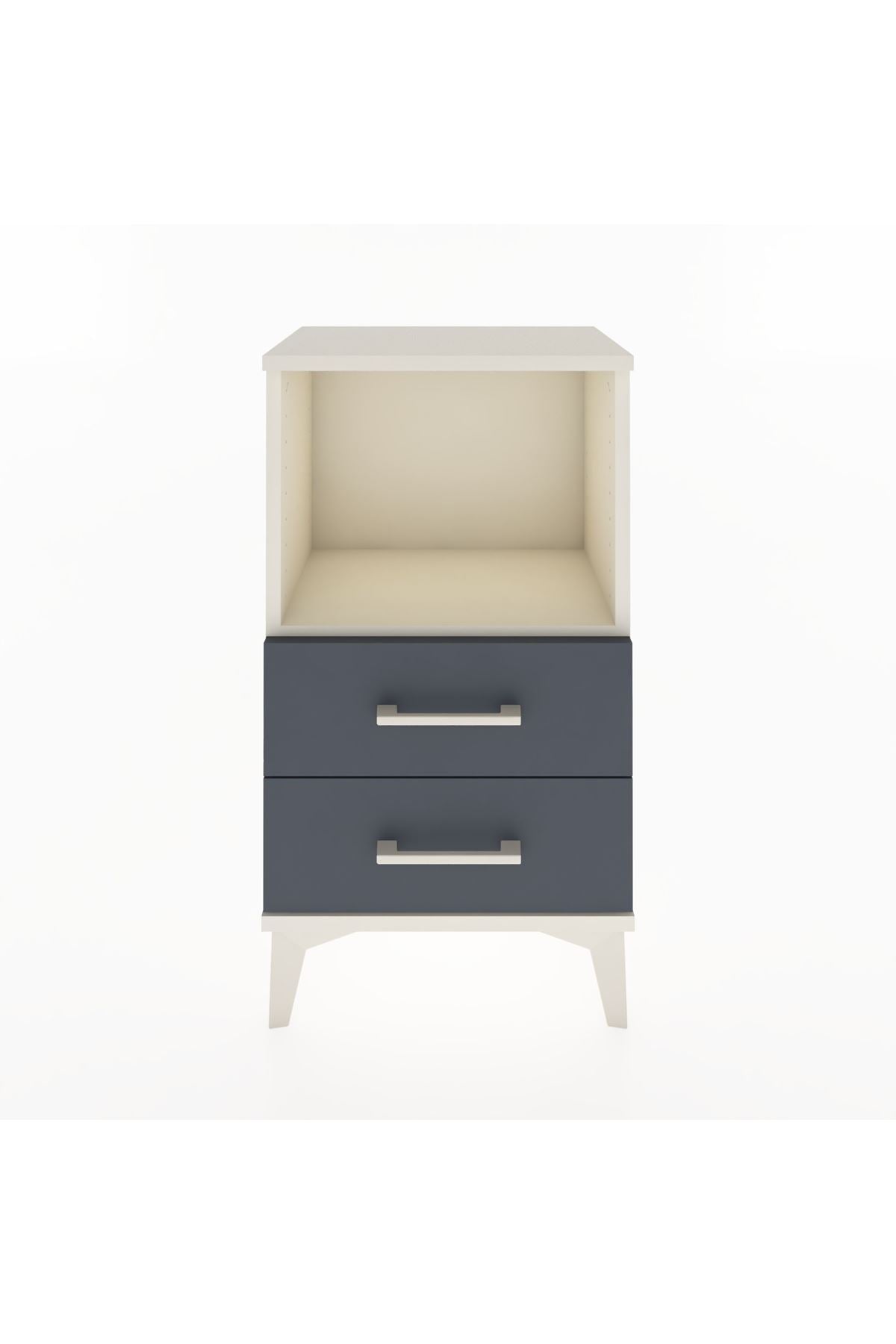 Arges Komodin Tek Raflı 2 Çekmeceli 44x30x80 Aytaşı-Antrasit