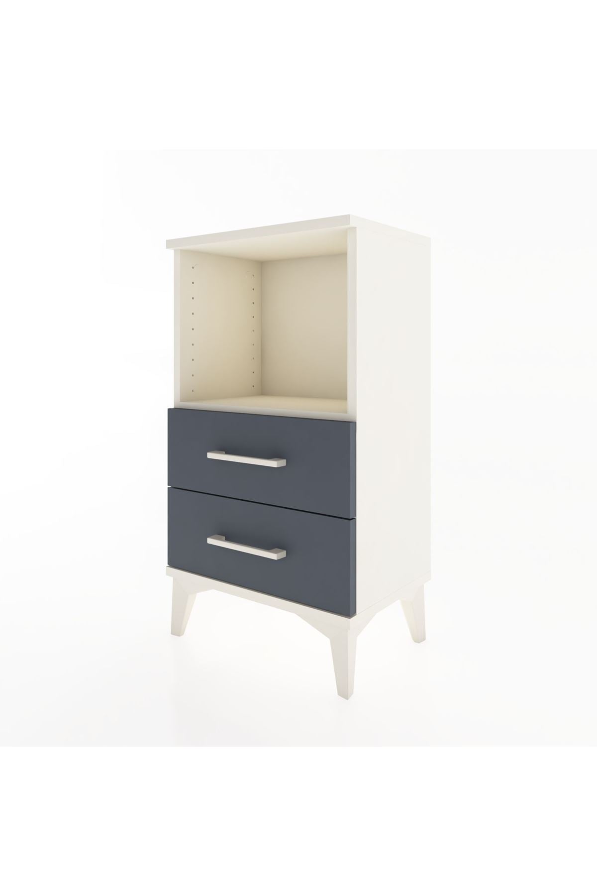 Arges Komodin Tek Raflı 2 Çekmeceli 44x30x80 Aytaşı-Antrasit