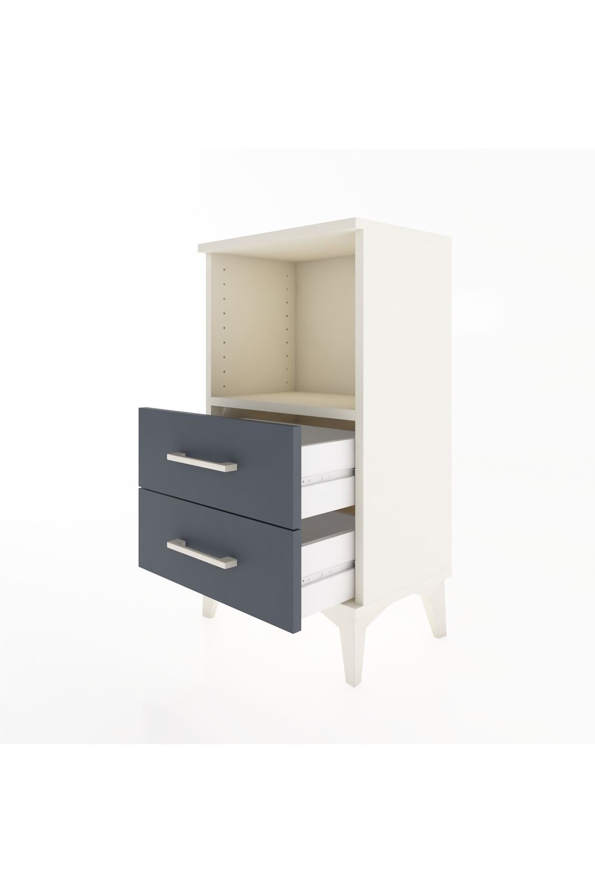 Arges Komodin Tek Raflı 2 Çekmeceli 44x30x80 Aytaşı-Antrasit