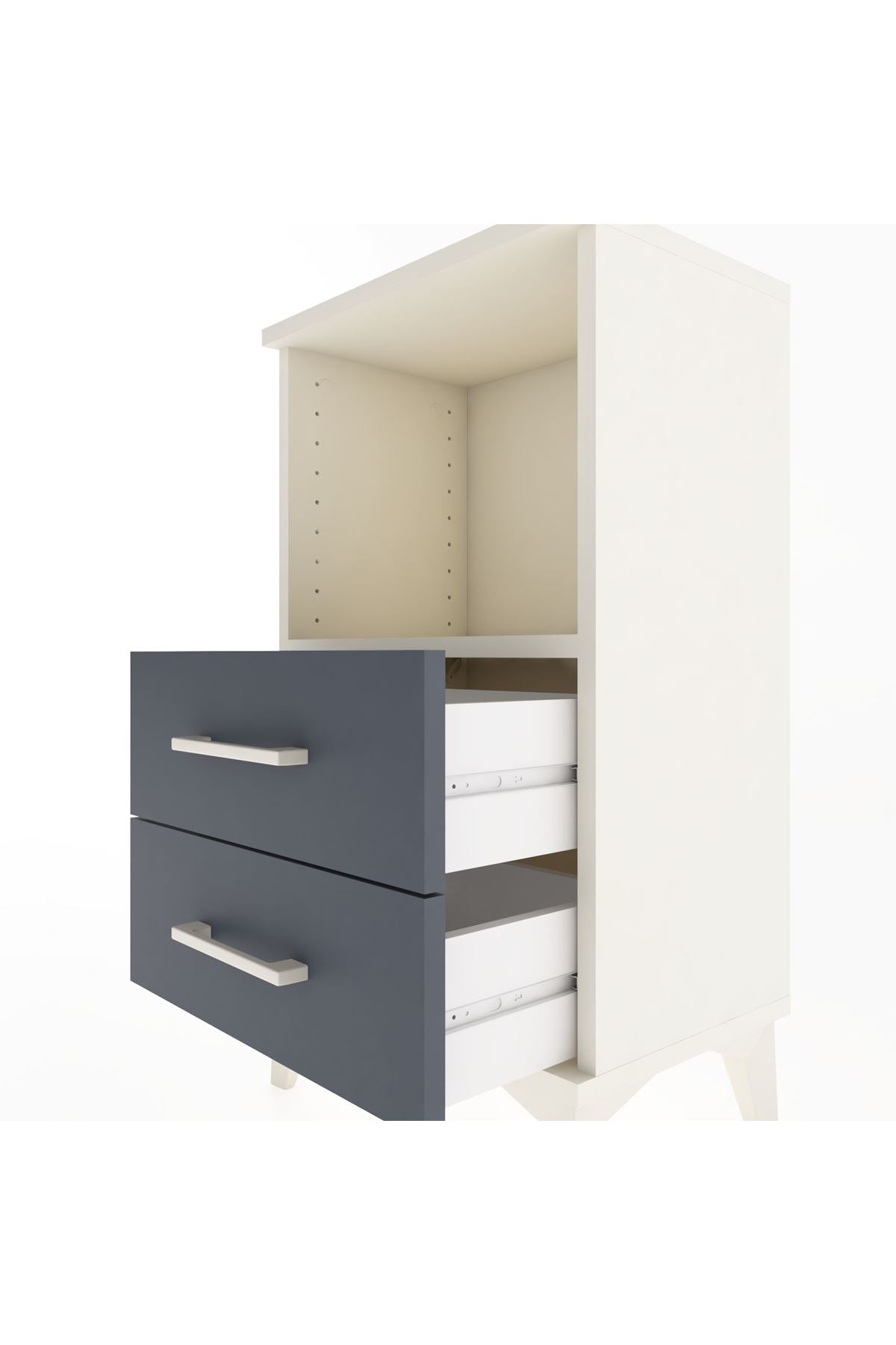 Arges Komodin Tek Raflı 2 Çekmeceli 44x30x80 Aytaşı-Antrasit