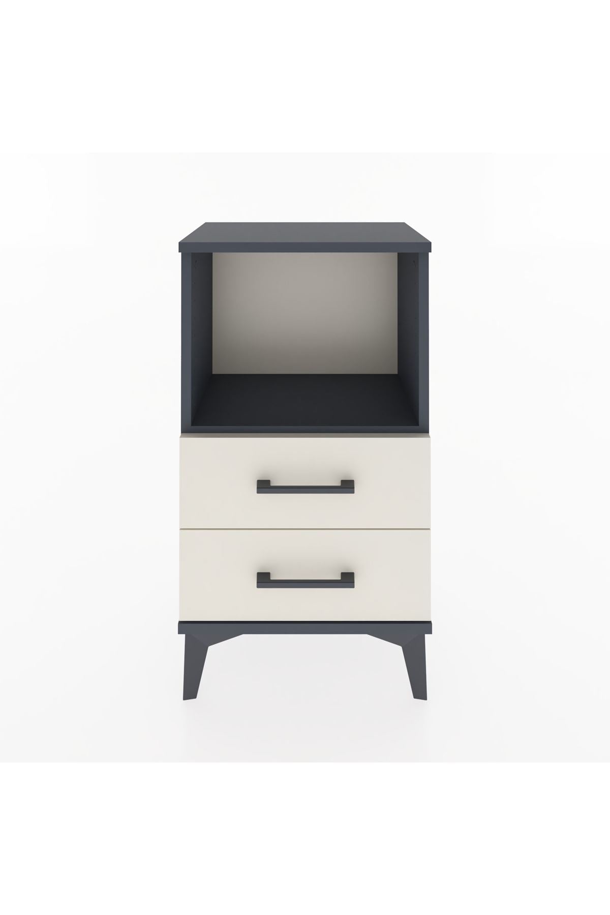 Arges Komodin Tek Raflı 2 Çekmeceli 44x30x80 Antrasit-Aytaşı