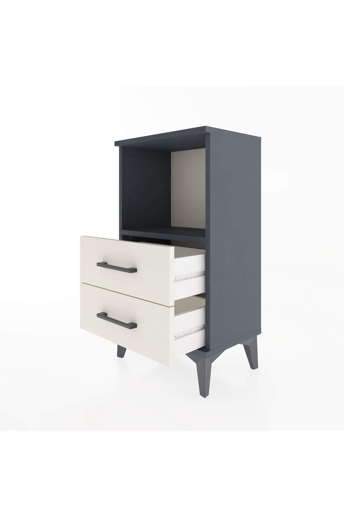 Arges Komodin Tek Raflı 2 Çekmeceli 44x30x80 Antrasit-Aytaşı