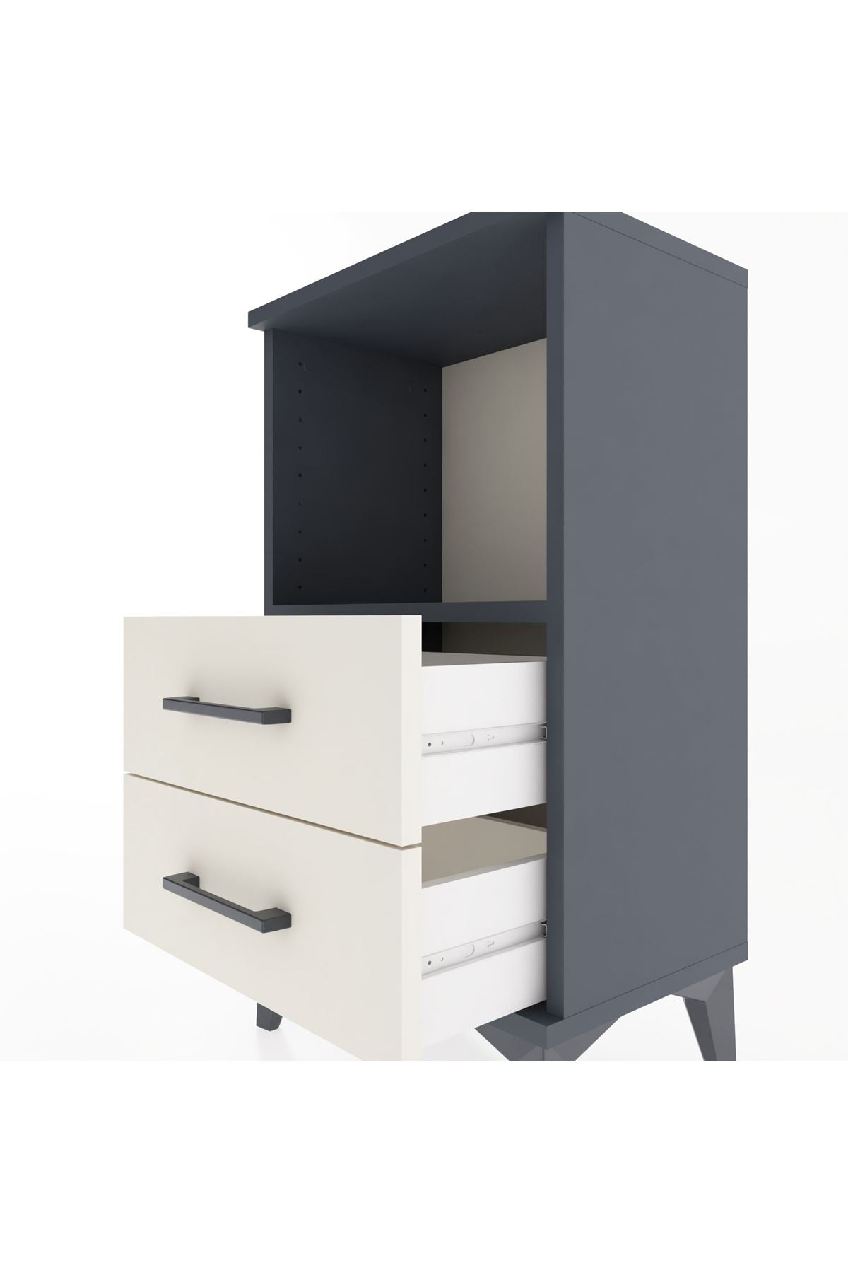 Arges Komodin Tek Raflı 2 Çekmeceli 44x30x80 Antrasit-Aytaşı