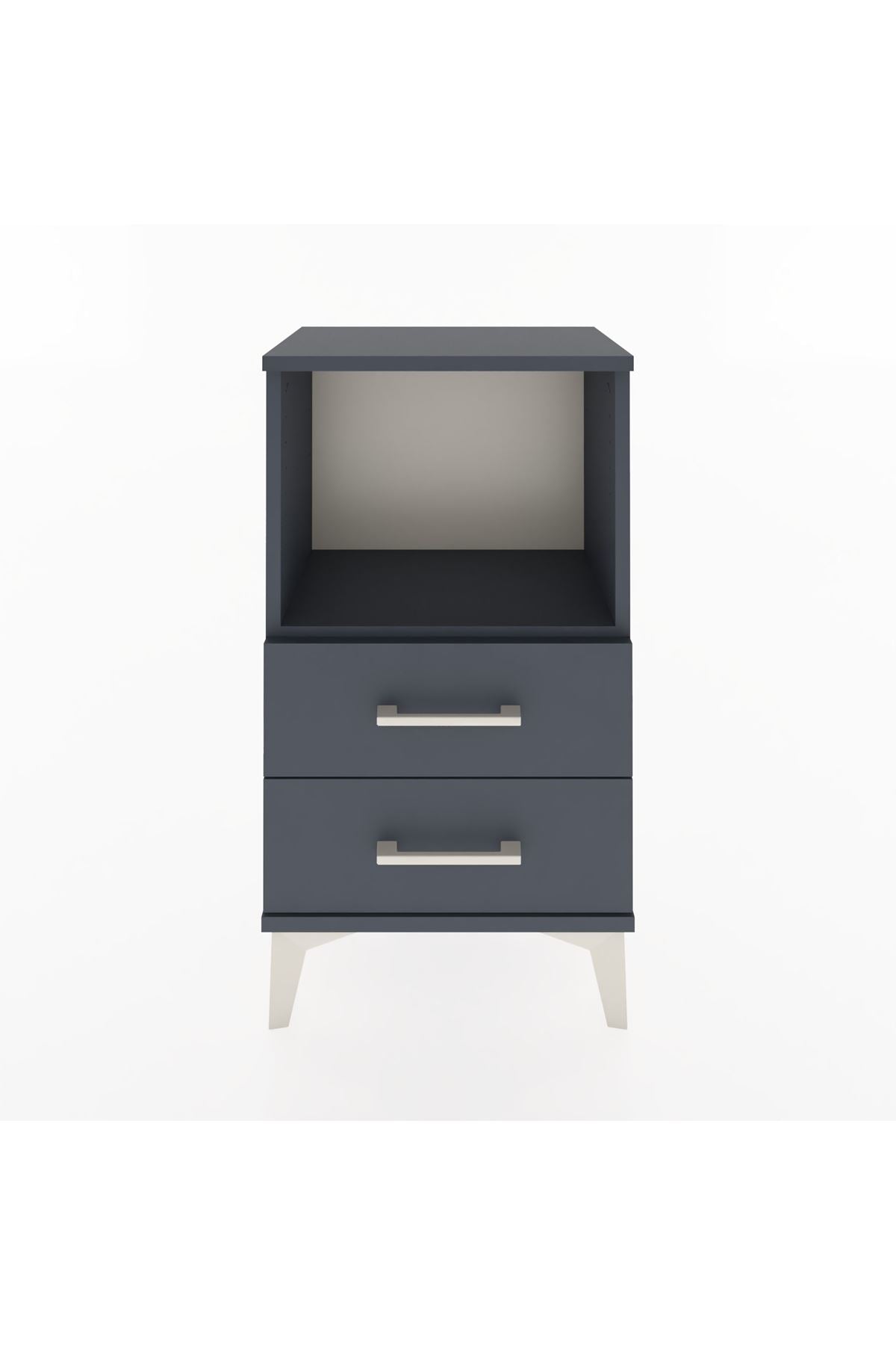 Arges Komodin Tek Raflı 2 Çekmeceli 44x30x80 Antrasit-Antrasit