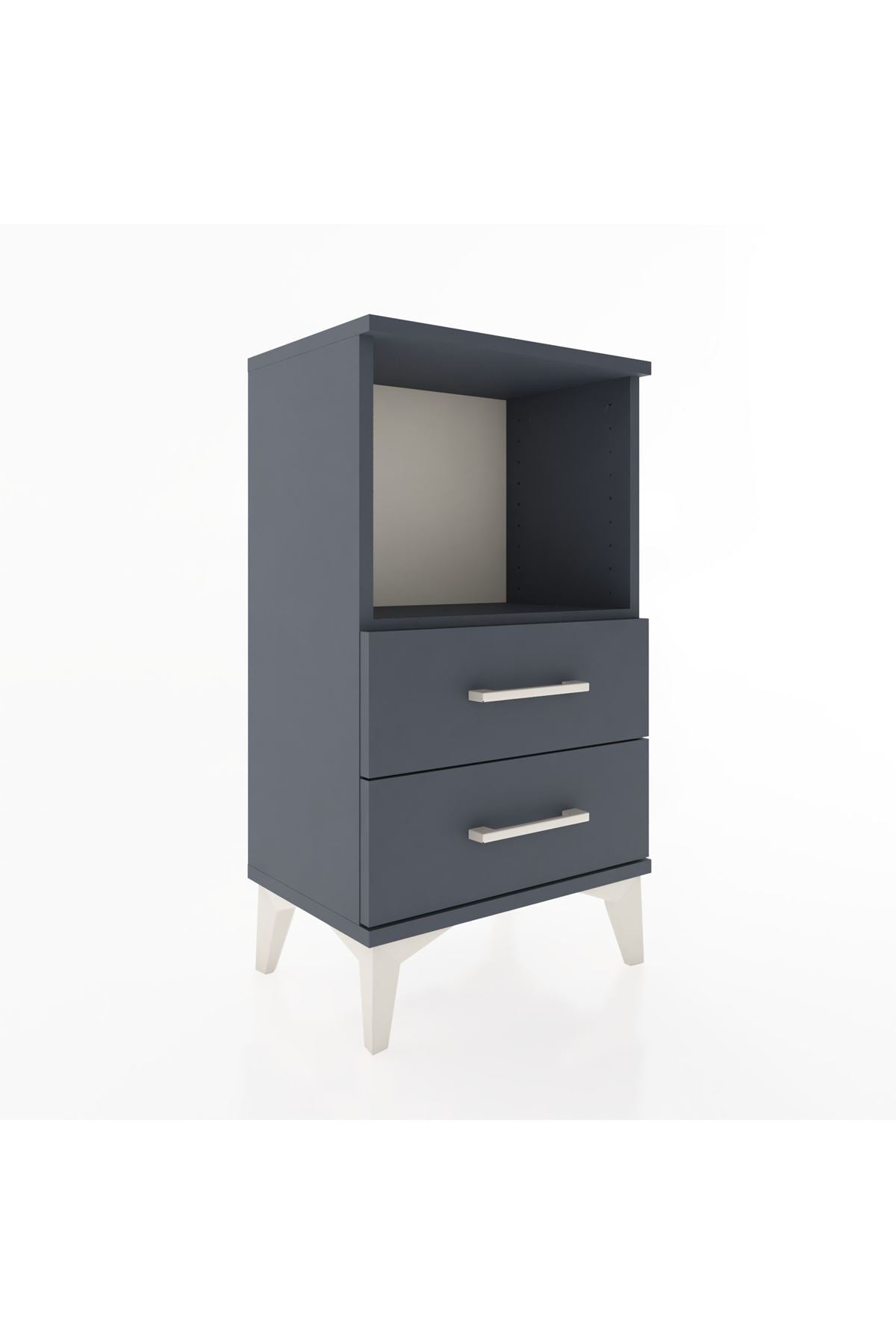 Arges Komodin Tek Raflı 2 Çekmeceli 44x30x80 Antrasit-Antrasit