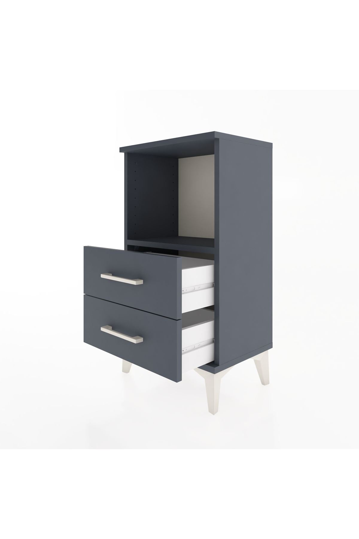 Arges Komodin Tek Raflı 2 Çekmeceli 44x30x80 Antrasit-Antrasit