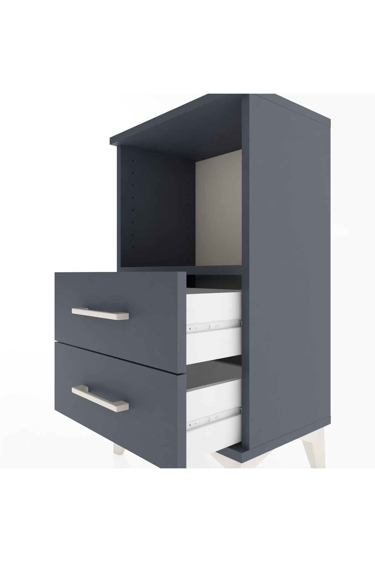 Arges Komodin Tek Raflı 2 Çekmeceli 44x30x80 Antrasit-Antrasit