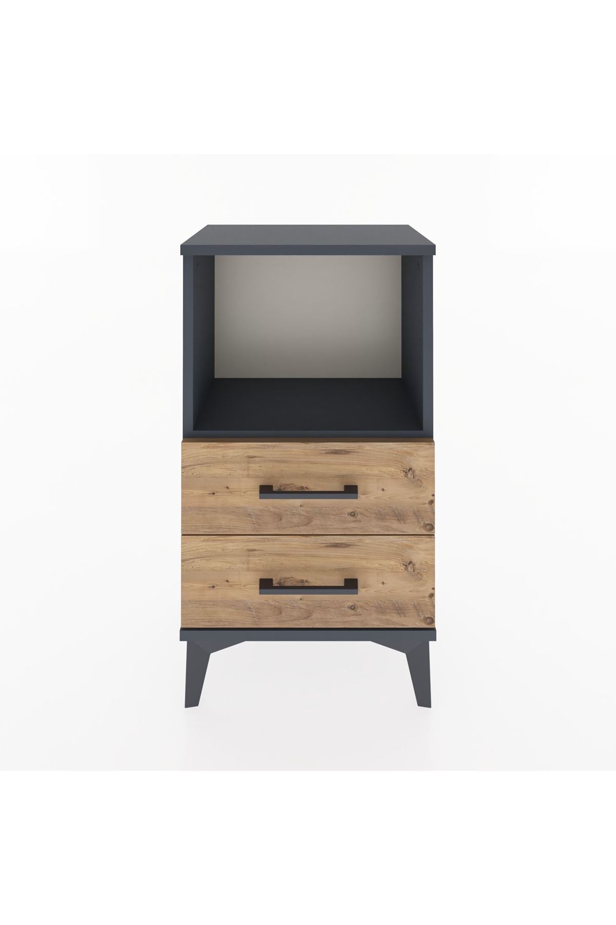Arges Komodin Tek Raflı 2 Çekmeceli 44x30x80 Antrasit-Çam