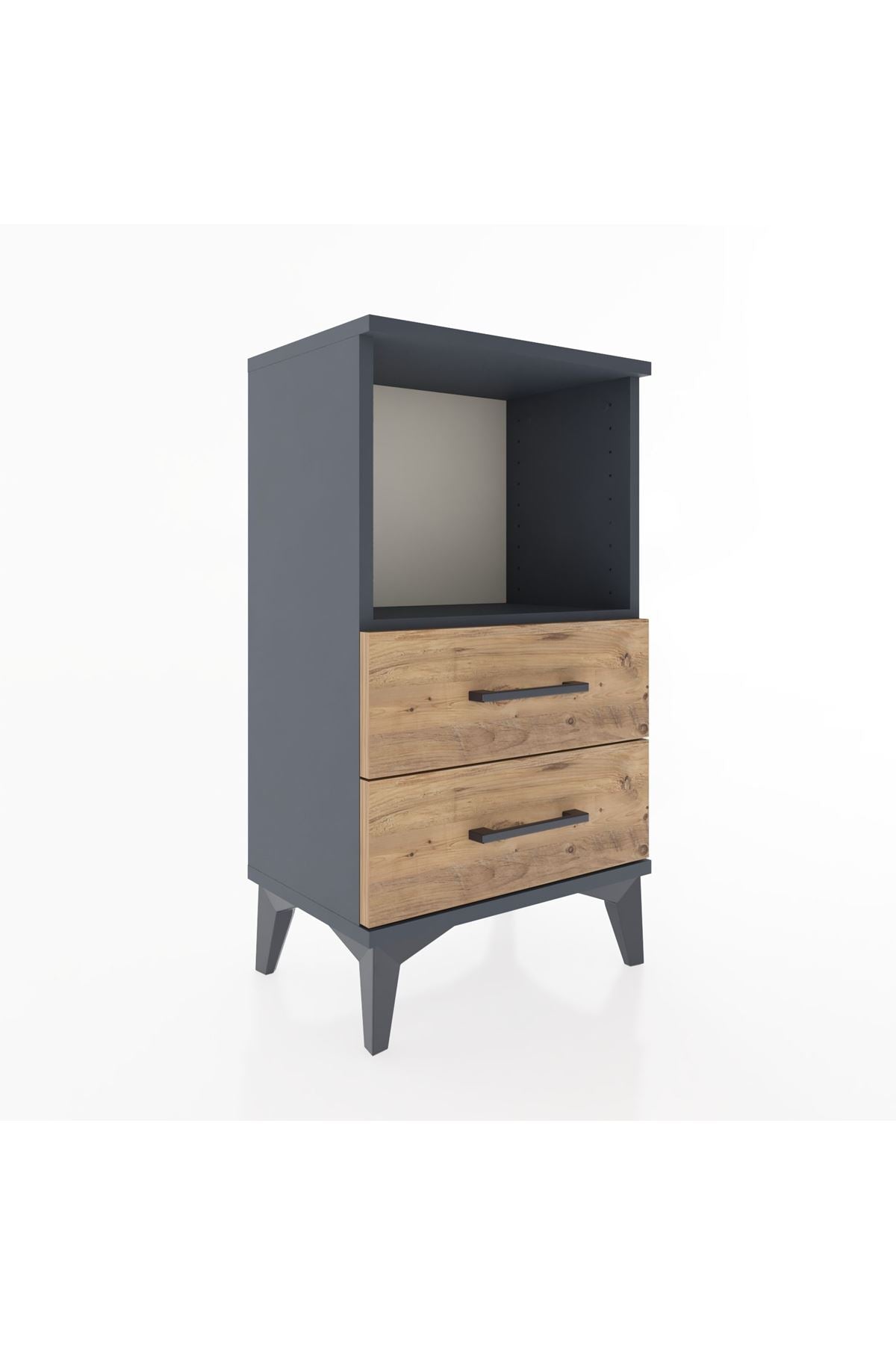 Arges Komodin Tek Raflı 2 Çekmeceli 44x30x80 Antrasit-Çam