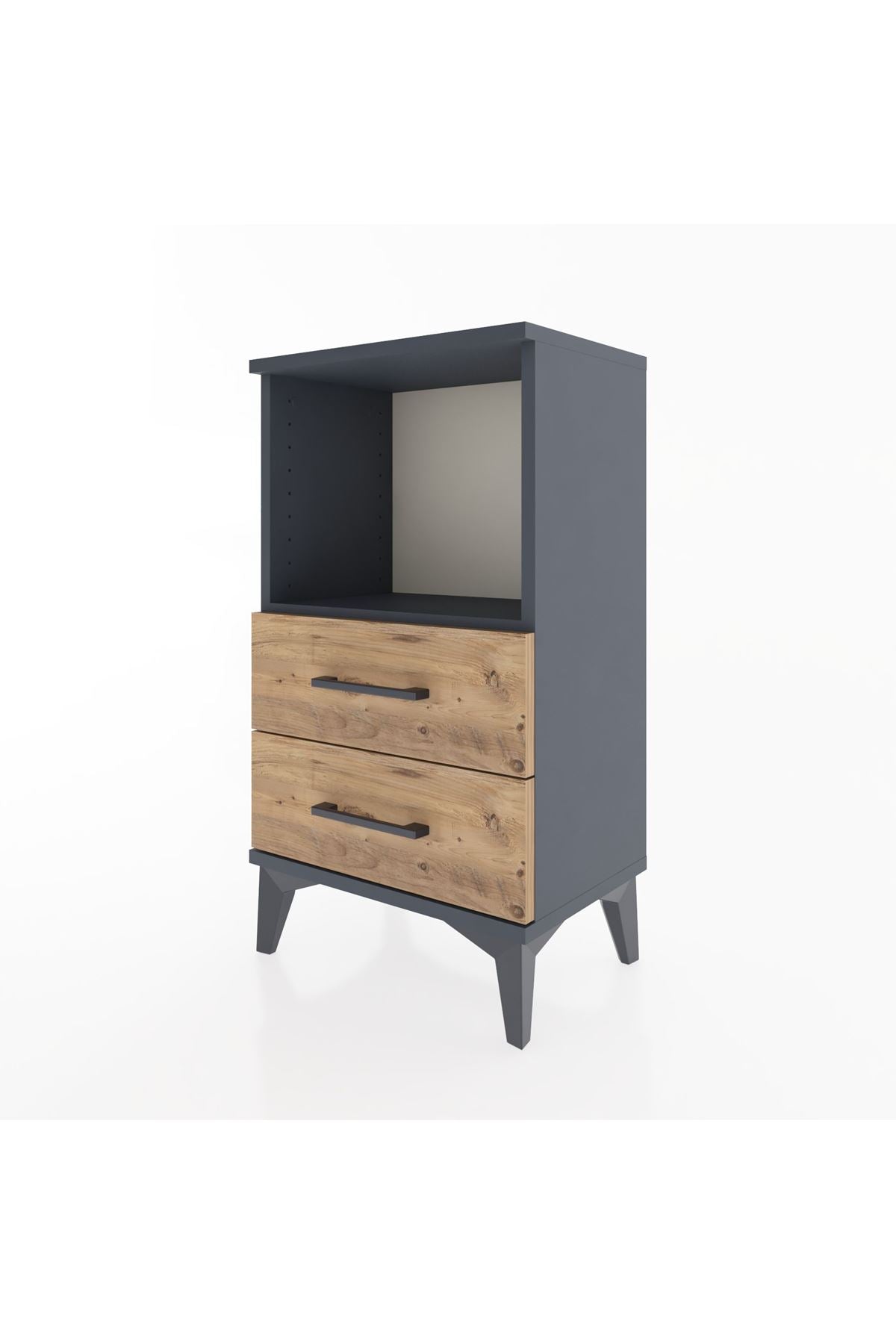Arges Komodin Tek Raflı 2 Çekmeceli 44x30x80 Antrasit-Çam