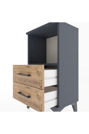 Arges Komodin Tek Raflı 2 Çekmeceli 44x30x80 Antrasit-Çam