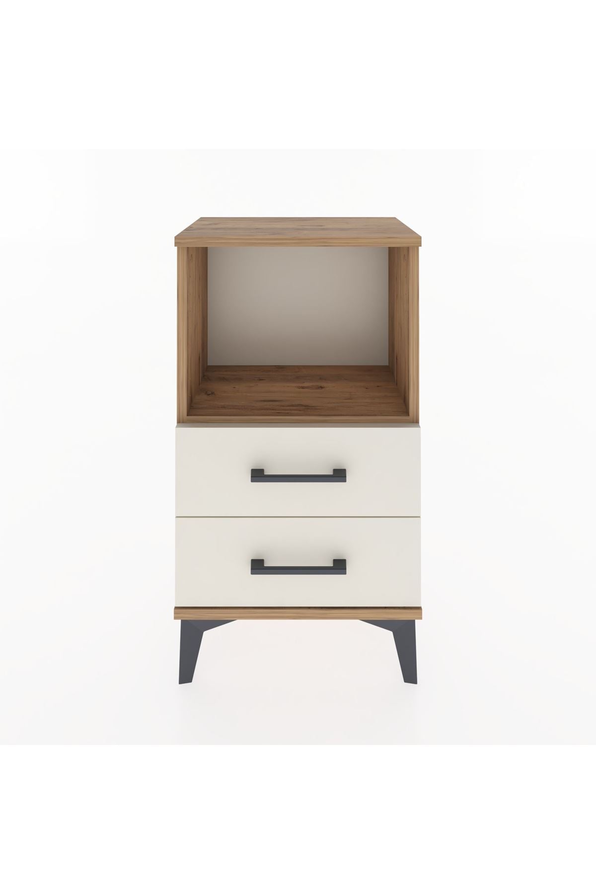 Arges Komodin Tek Raflı 2 Çekmeceli 44x30x80 Çam-Aytaşı