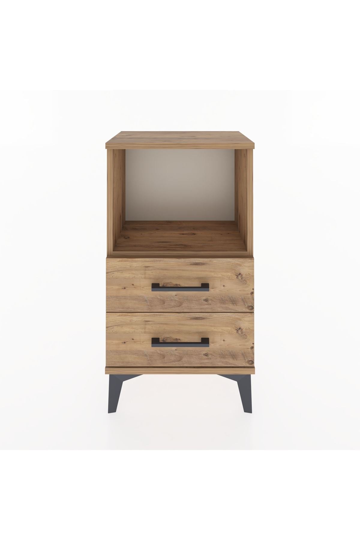 Arges Komodin Tek Raflı 2 Çekmeceli 44x30x80 Çam-Çam