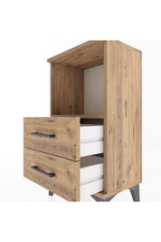 Arges Komodin Tek Raflı 2 Çekmeceli 44x30x80 Çam-Çam