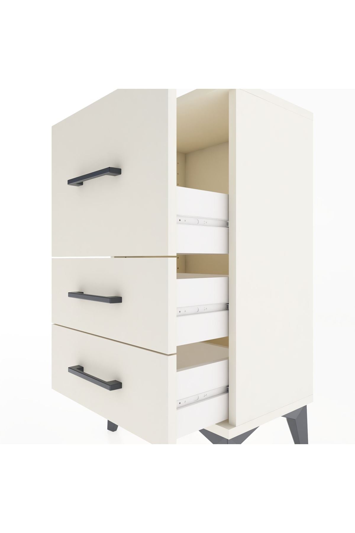 Arges Komodin 3 Çekmeceli 44x30x80 Aytaşı-Aytaşı