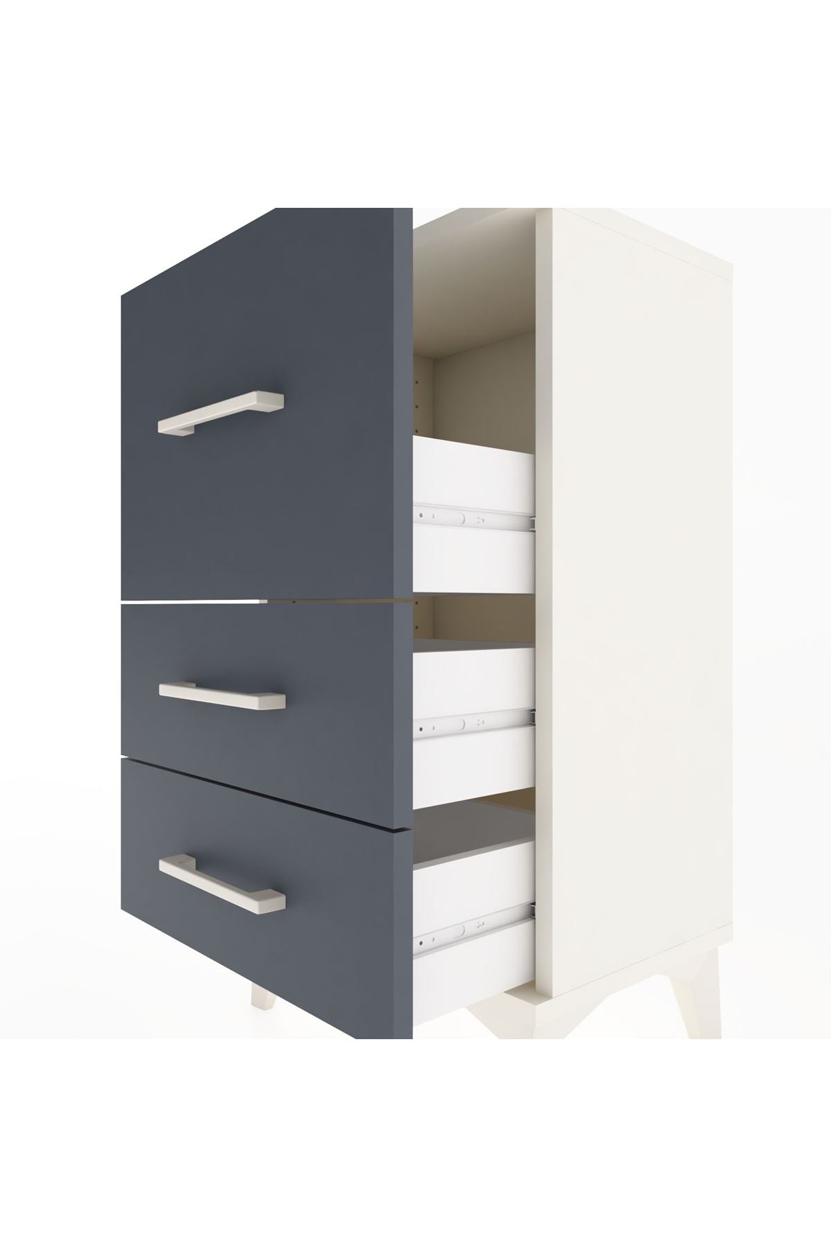 Arges Komodin 3 Çekmeceli 44x30x80 Aytaşı-Antrasit
