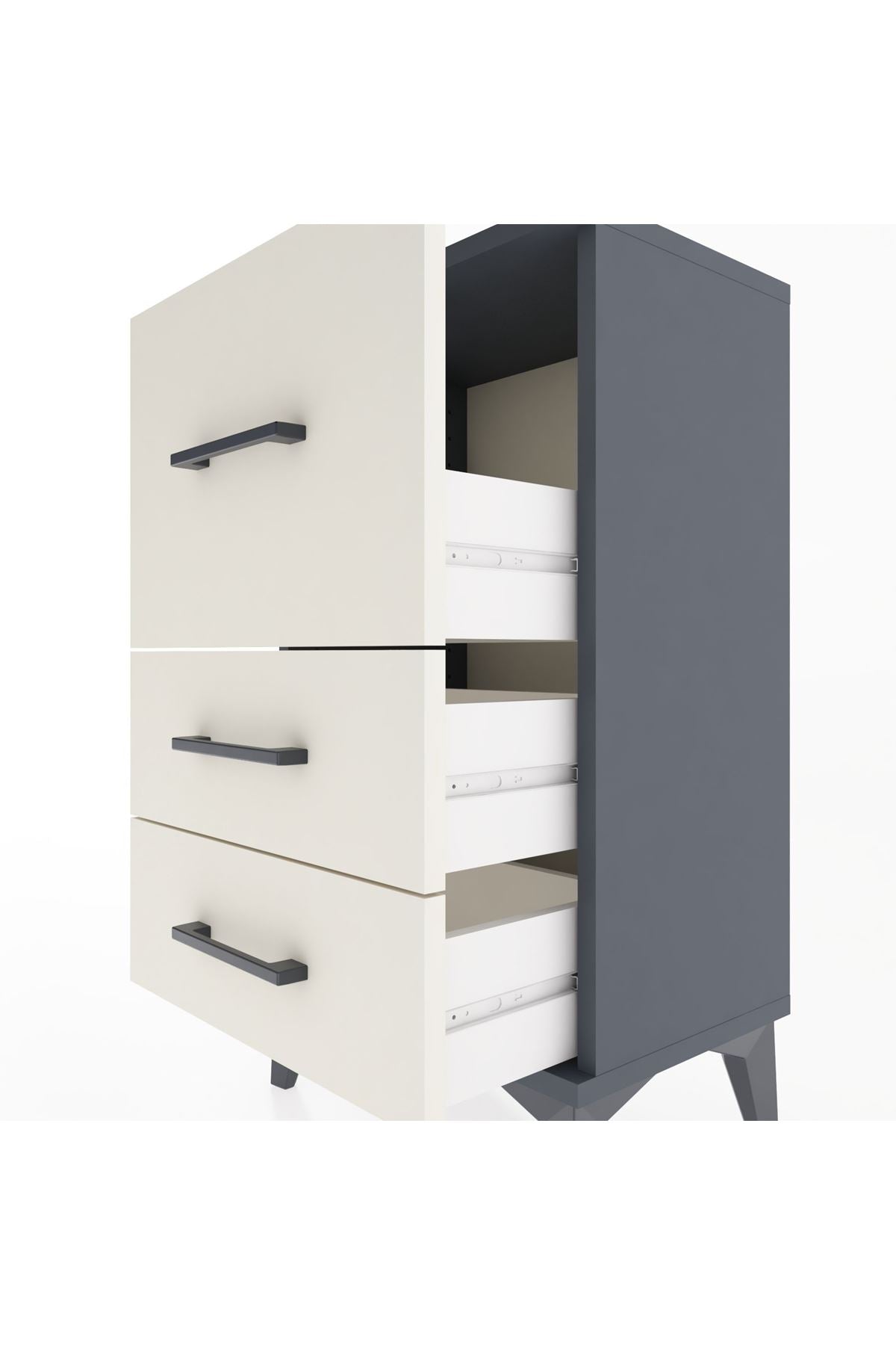 Arges Komodin 3 Çekmeceli 44x30x80 Antrasit-Aytaşı