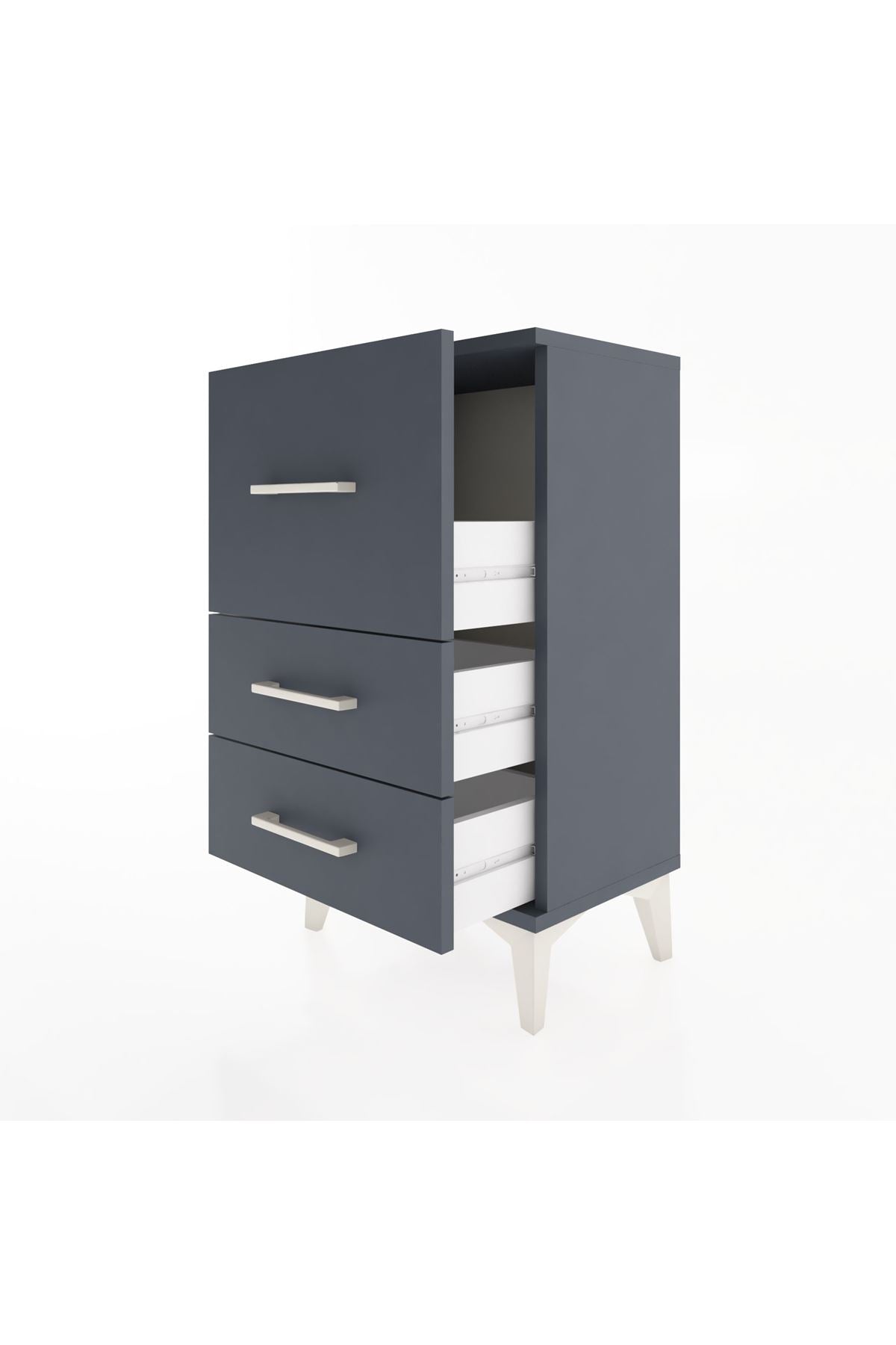 Arges Komodin 3 Çekmeceli 44x30x80 Antrasit-Antrasit