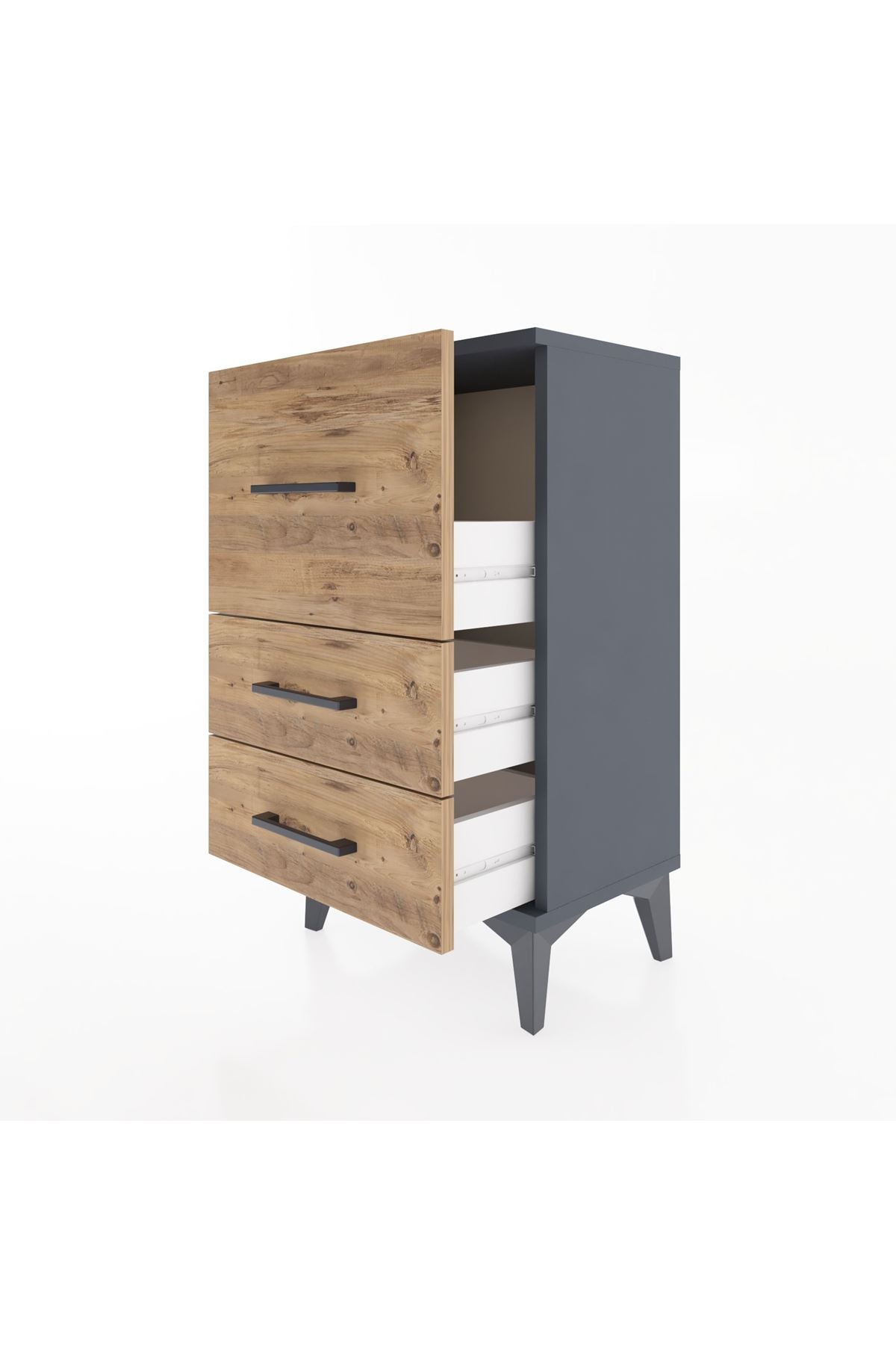 Arges Komodin 3 Çekmeceli 44x30x80 Antrasit-Çam