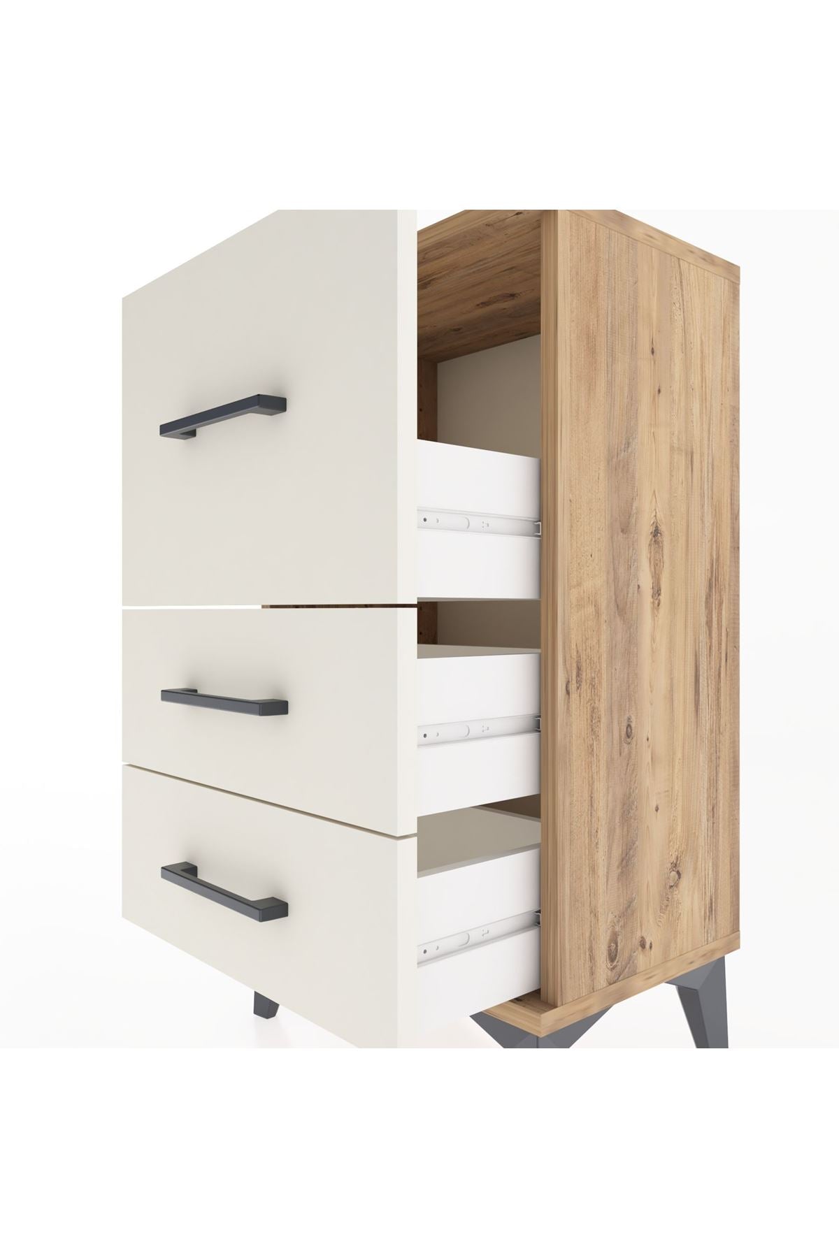 Arges Komodin 3 Çekmeceli 44x30x80 Çam-Aytaşı