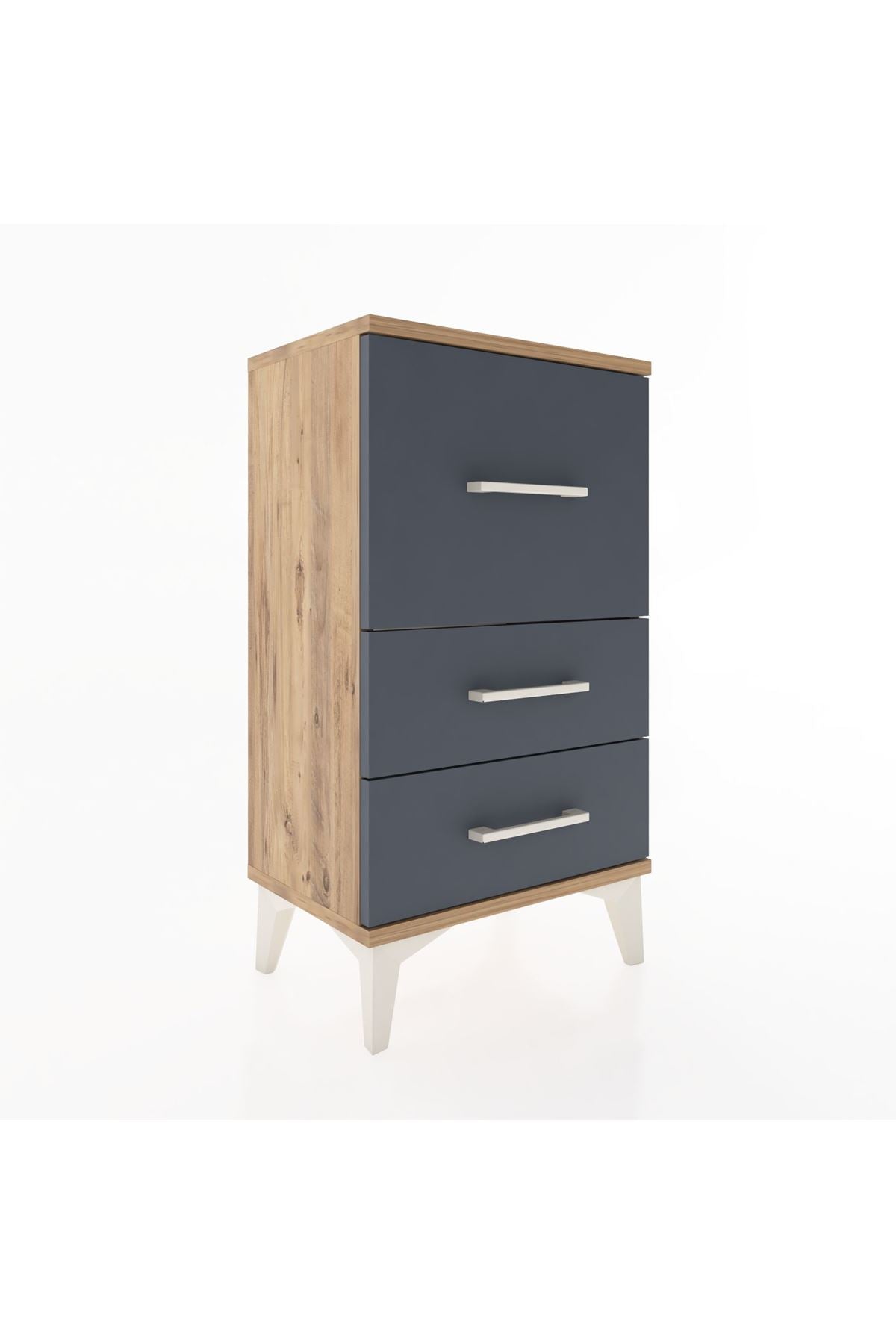 Arges Komodin 3 Çekmeceli 44x30x80 Çam-Antrasit