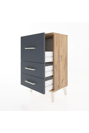 Arges Komodin 3 Çekmeceli 44x30x80 Çam-Antrasit