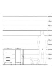 Arges Komodin 3 Çekmeceli 44x30x80 Çam-Antrasit