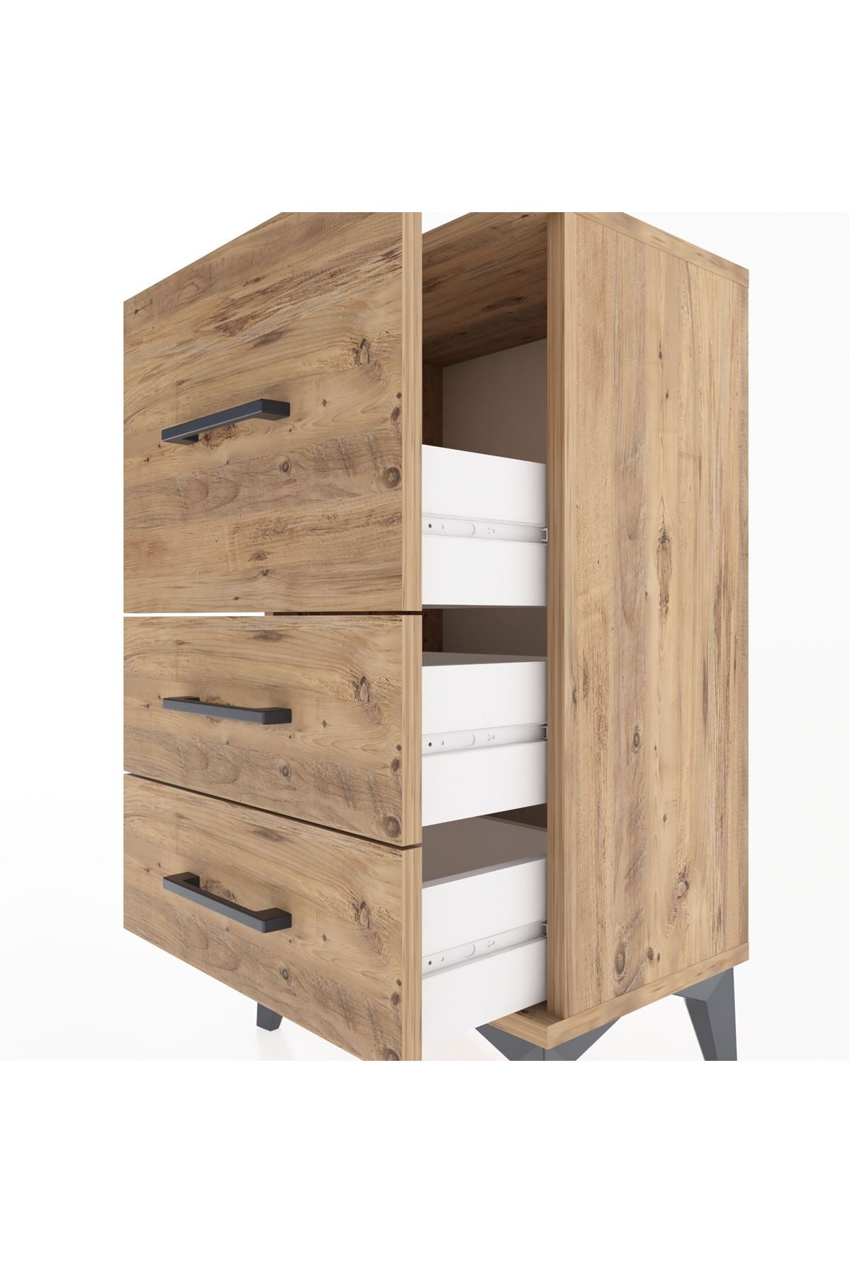 Arges Komodin 3 Çekmeceli 44x30x80 Çam-Çam