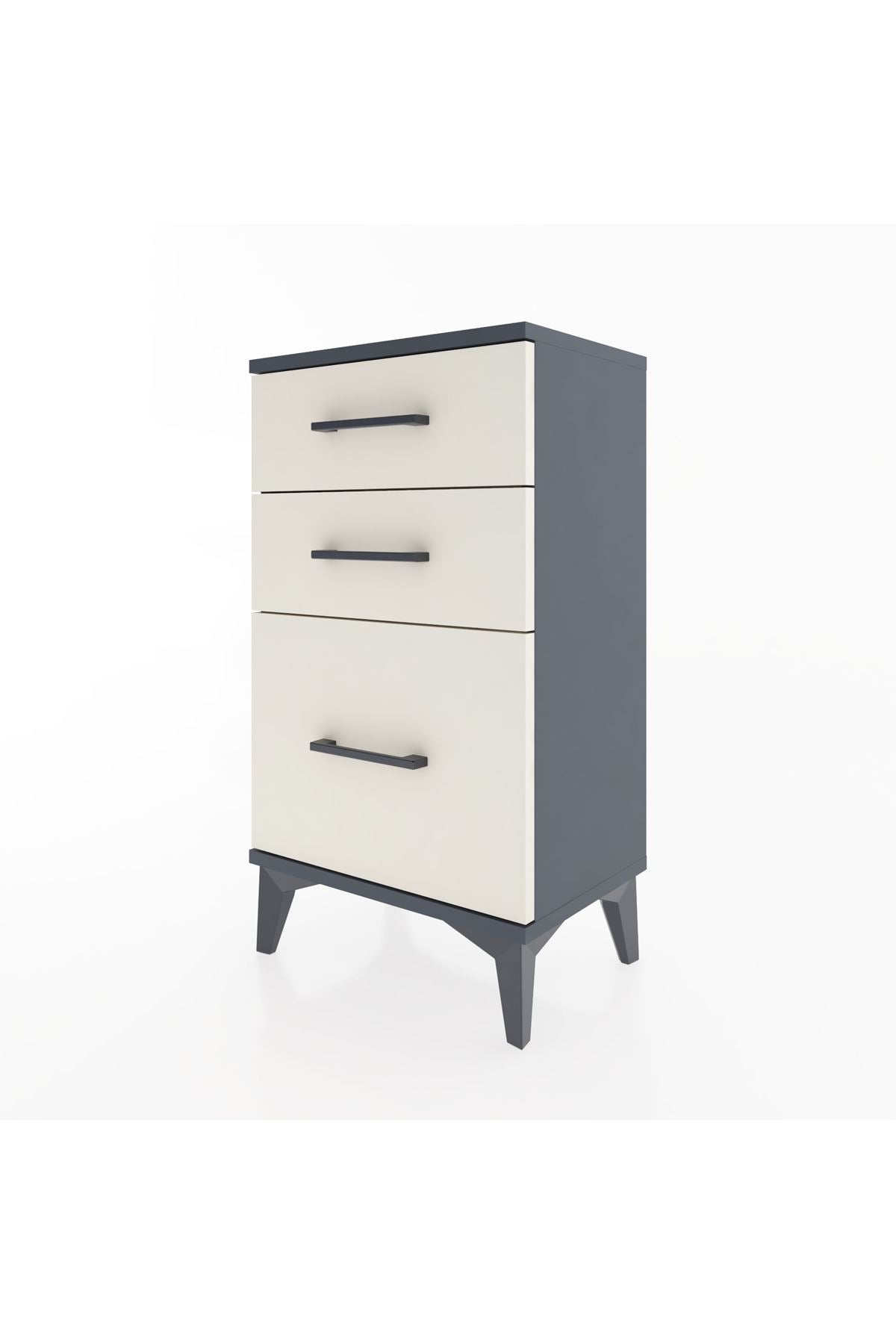 Arges Komodin 3 Çekmeceli 44x30x80 Antrasit-Aytaşı