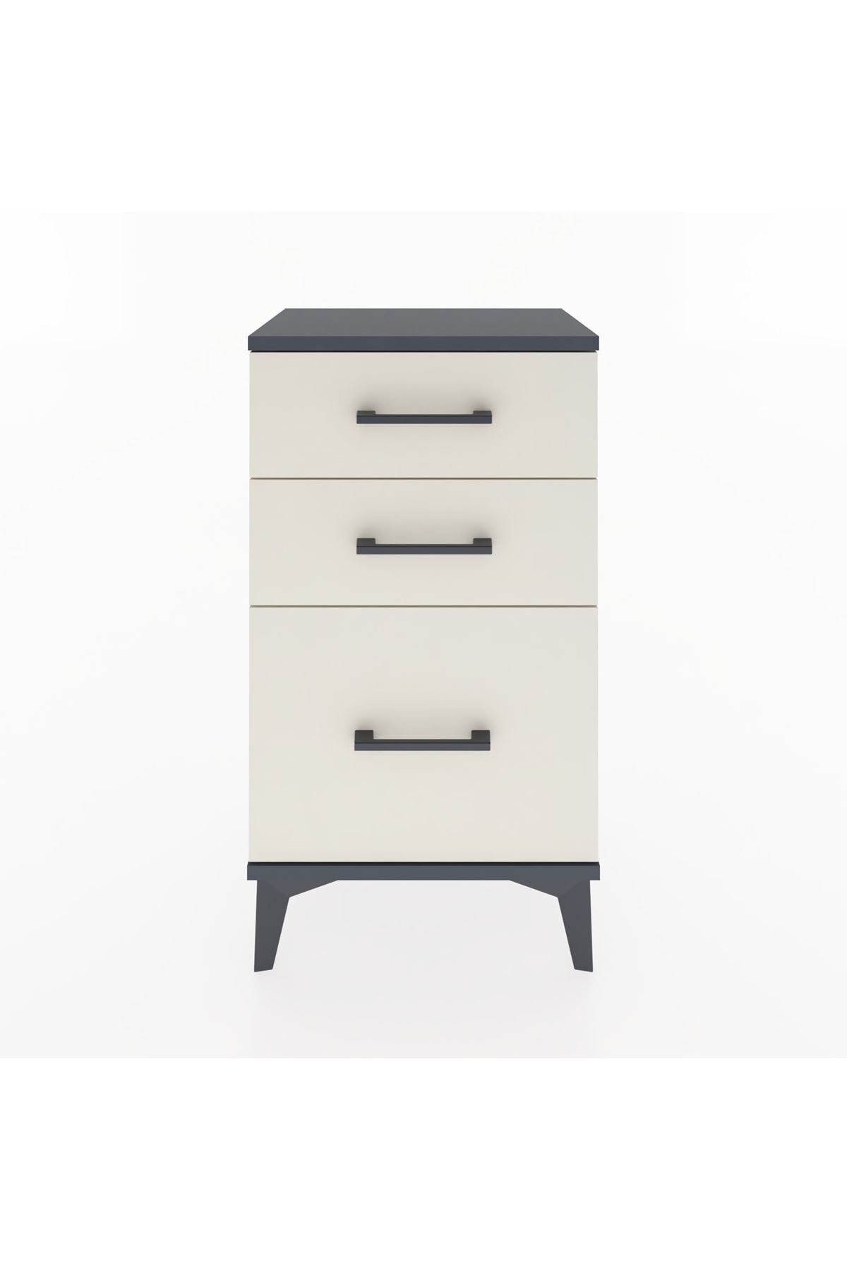 Arges Komodin 3 Çekmeceli 44x30x80 Antrasit-Aytaşı