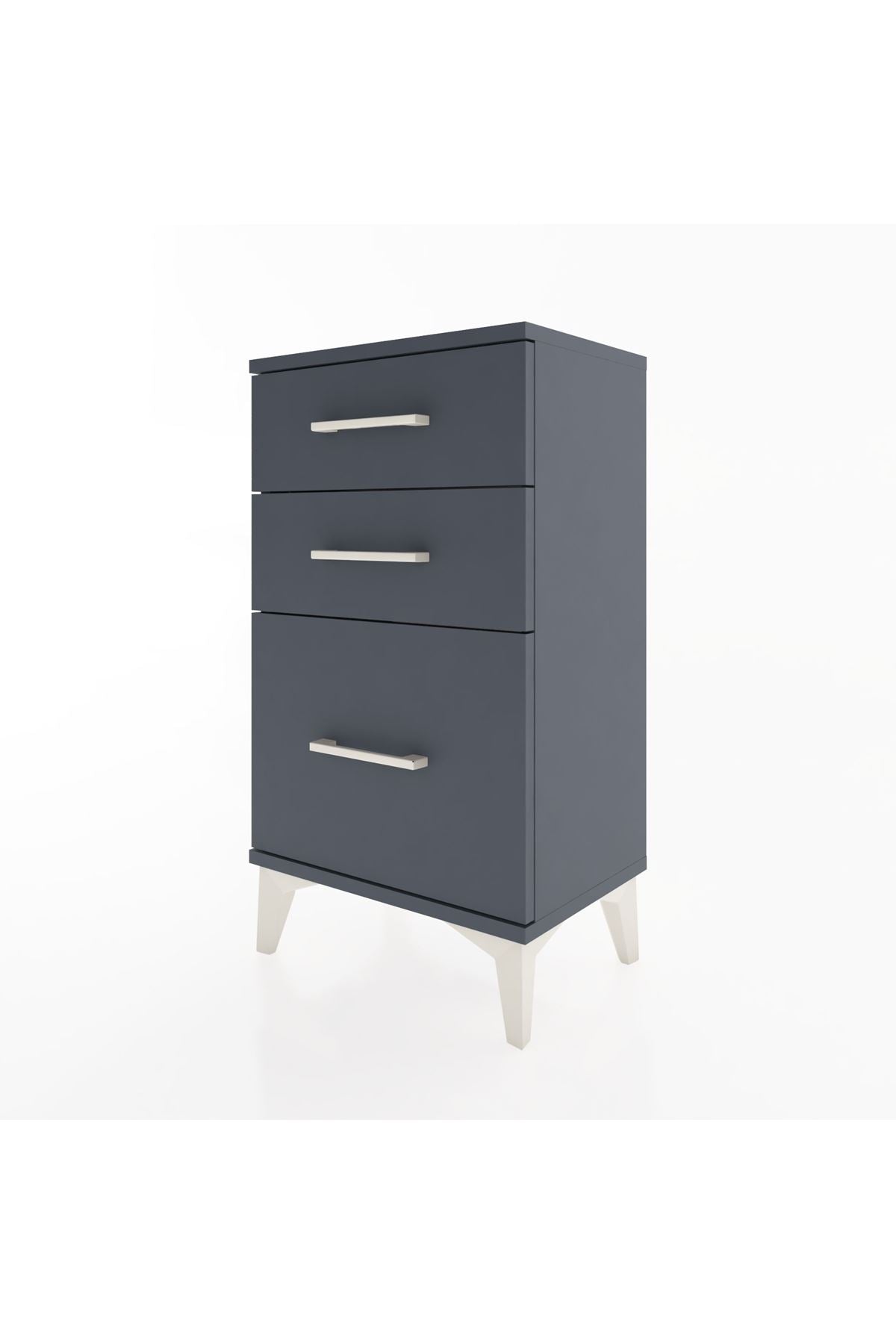 Arges Komodin 3 Çekmeceli 44x30x80 Antrasit-Antrasit