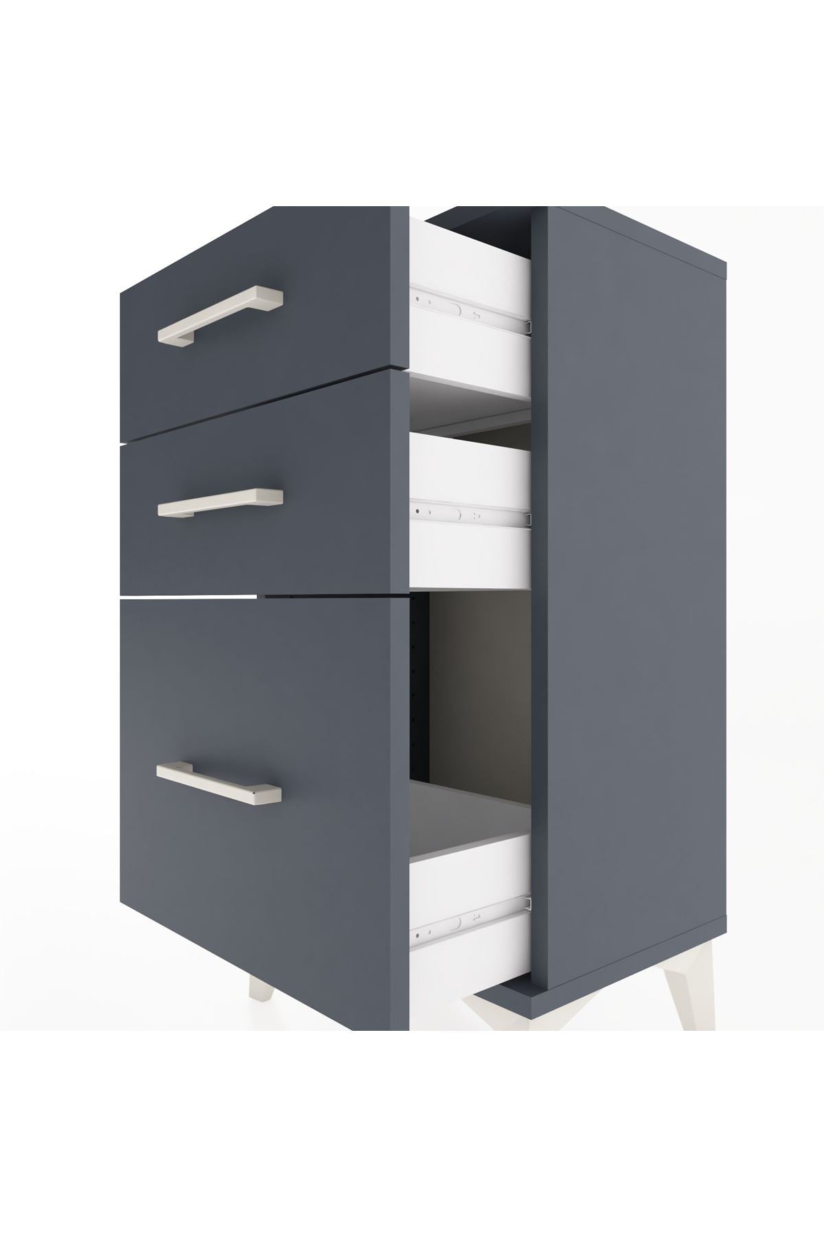 Arges Komodin 3 Çekmeceli 44x30x80 Antrasit-Antrasit