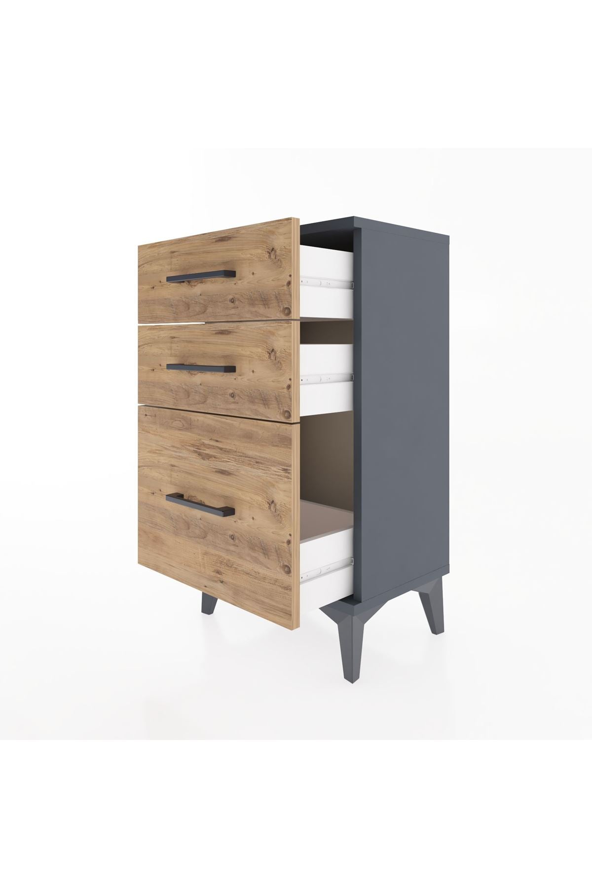 Arges Komodin 3 Çekmeceli 44x30x80 Antrasit-Çam