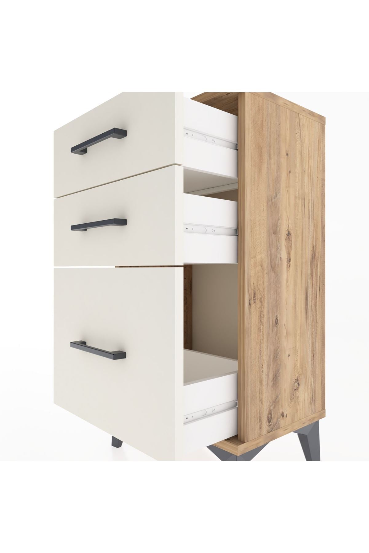 Arges Komodin 3 Çekmeceli 44x30x80 Çam-Aytaşı