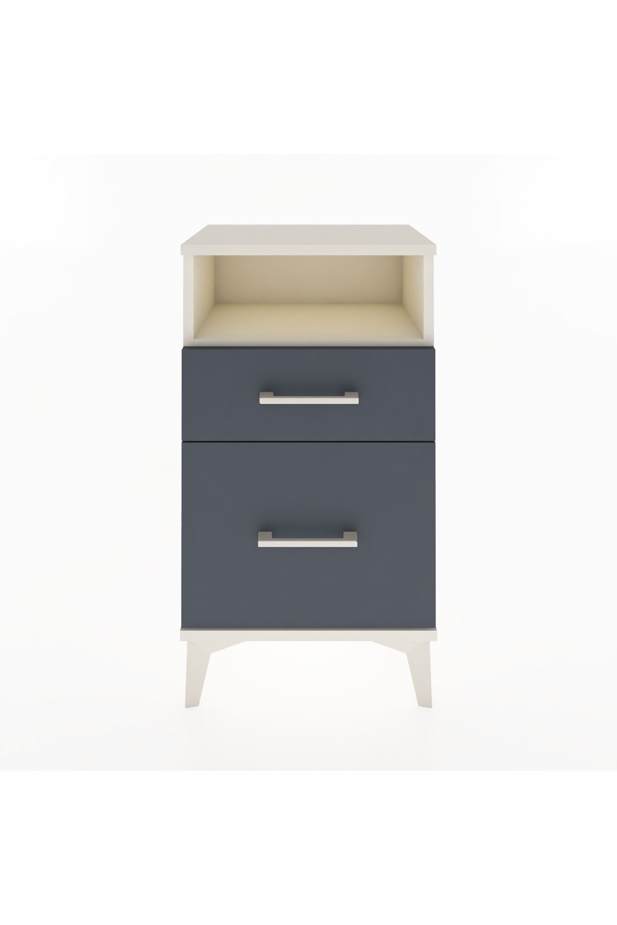 Arges Komodin Tek Raflı 2 Çekmeceli 44x30x80 Aytaşı-Antrasit