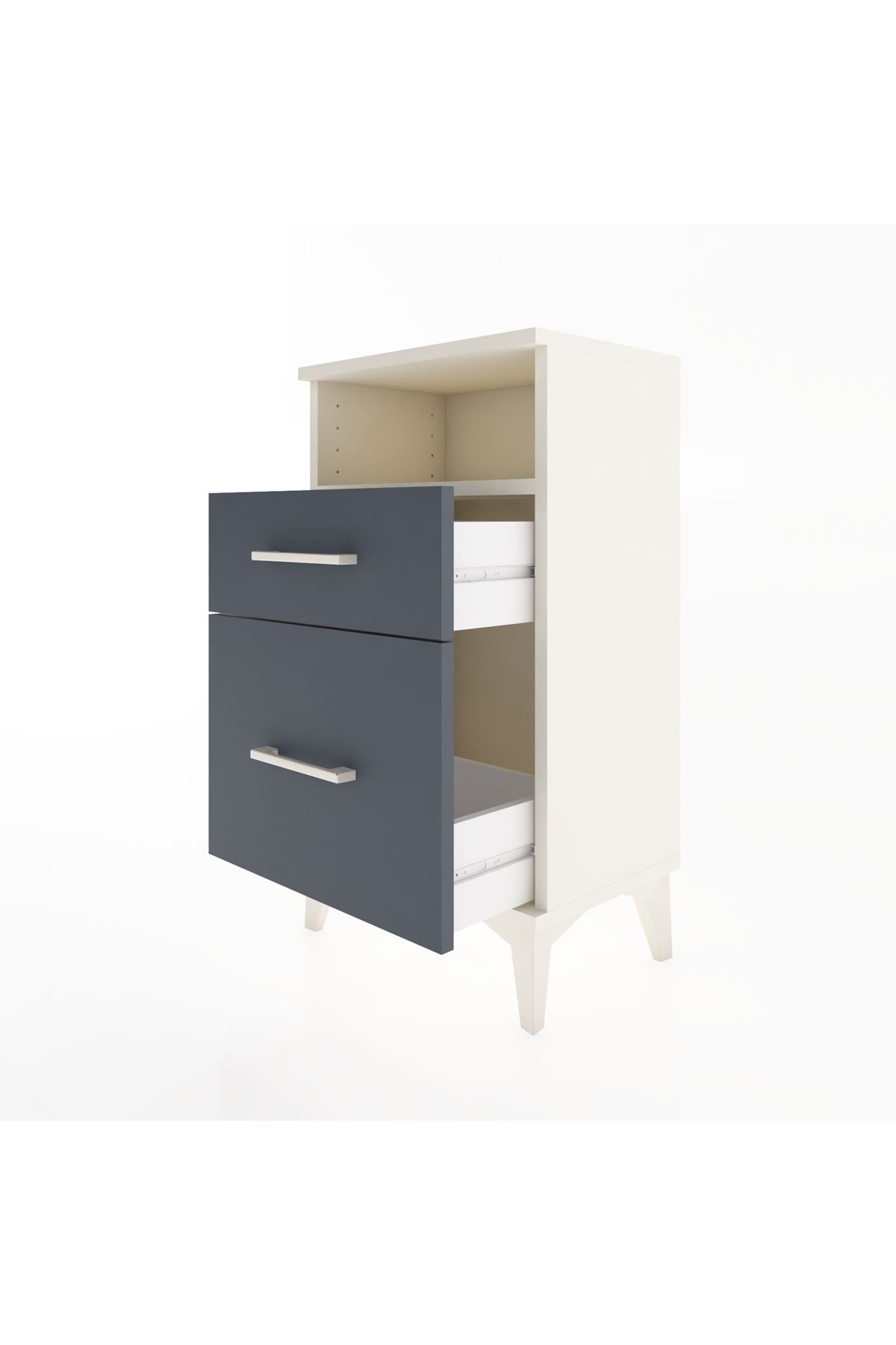 Arges Komodin Tek Raflı 2 Çekmeceli 44x30x80 Aytaşı-Antrasit