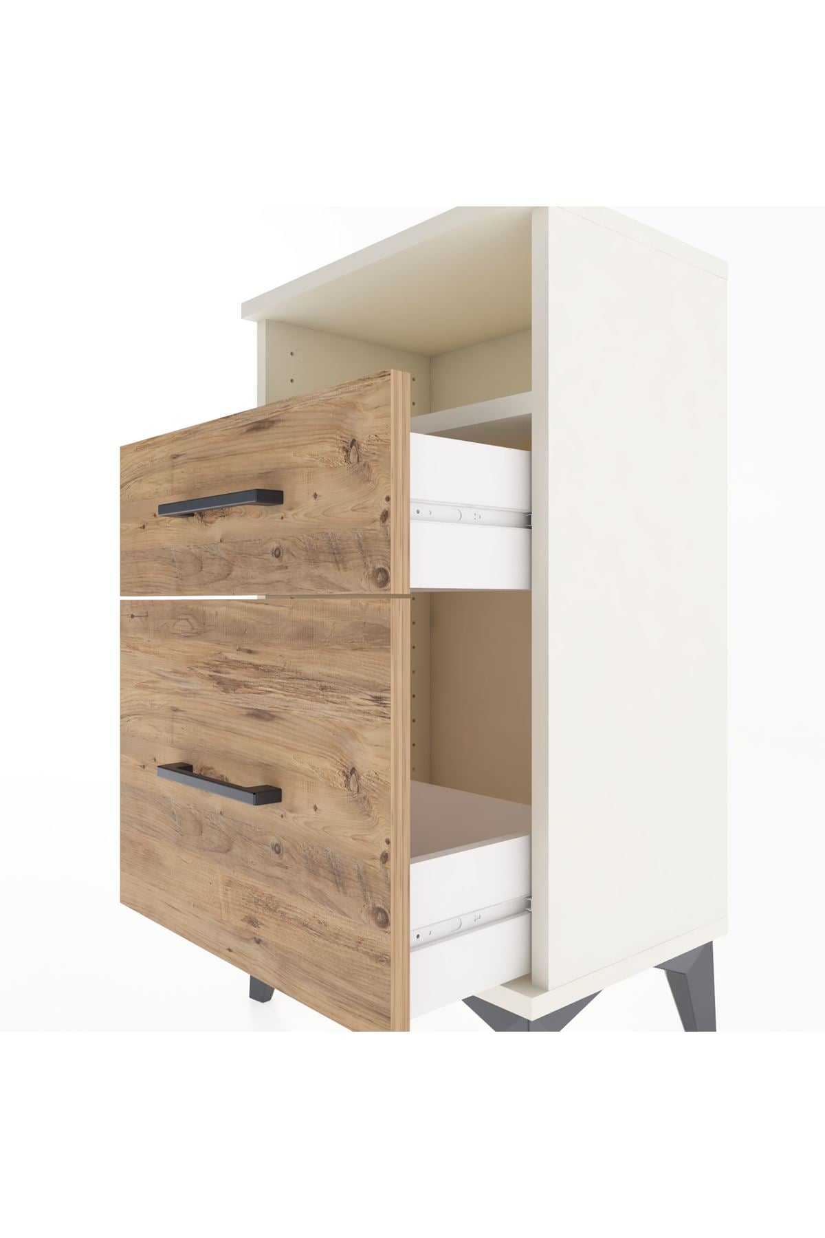 Arges Komodin Tek Raflı 2 Çekmeceli 44x30x80 Aytaşı-Çam