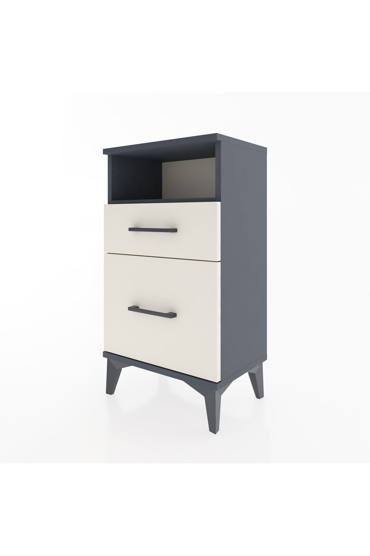 Arges Komodin Tek Raflı 2 Çekmeceli 44x30x80 Antrasit-Aytaşı