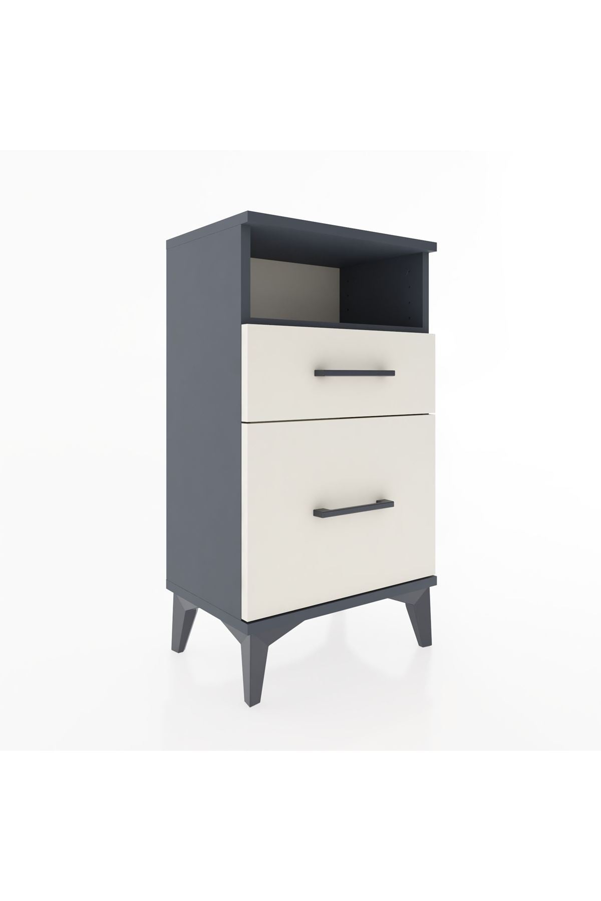 Arges Komodin Tek Raflı 2 Çekmeceli 44x30x80 Antrasit-Aytaşı