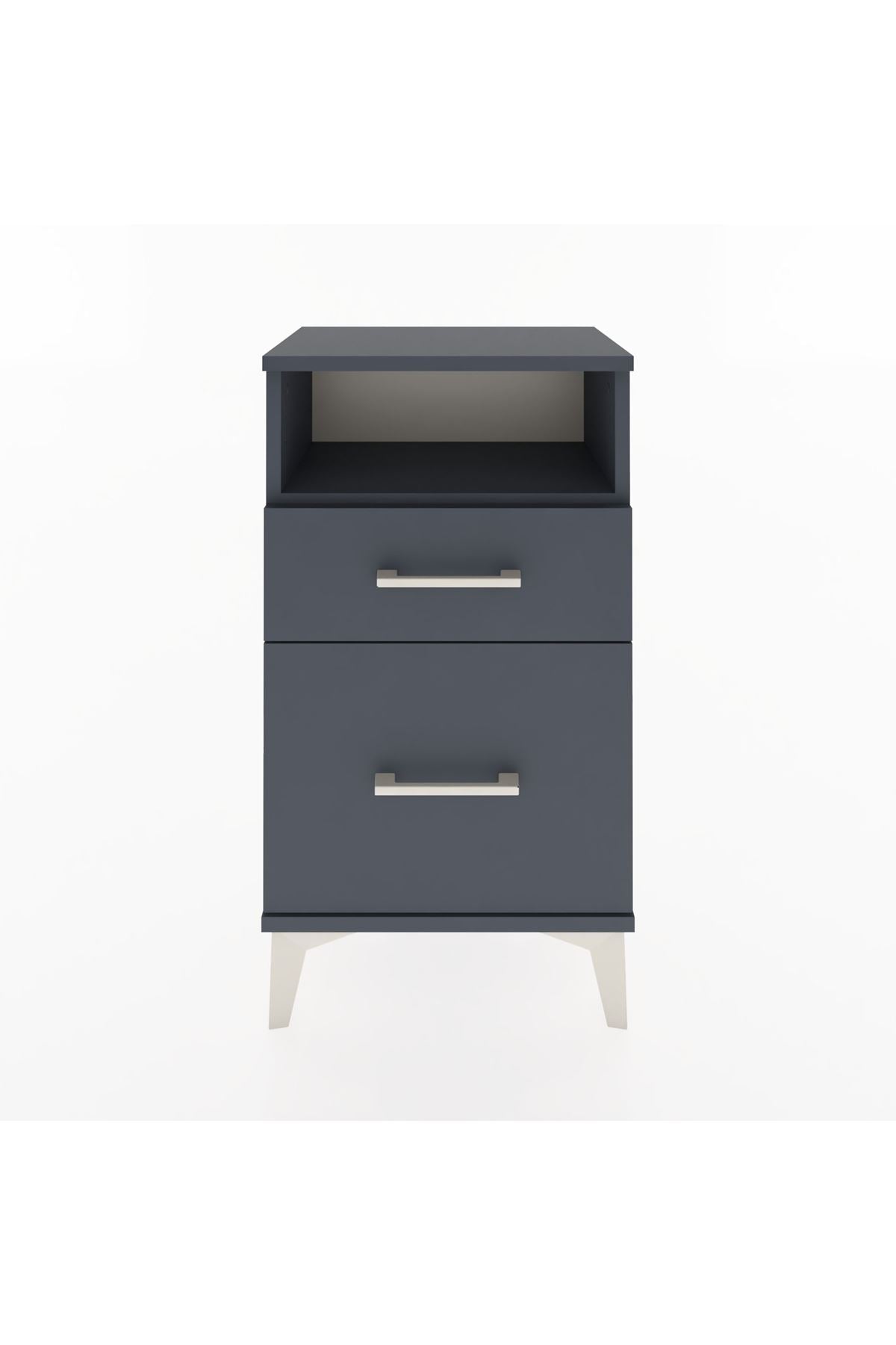 Arges Komodin Tek Raflı 2 Çekmeceli 44x30x80 Antrasit-Antrasit